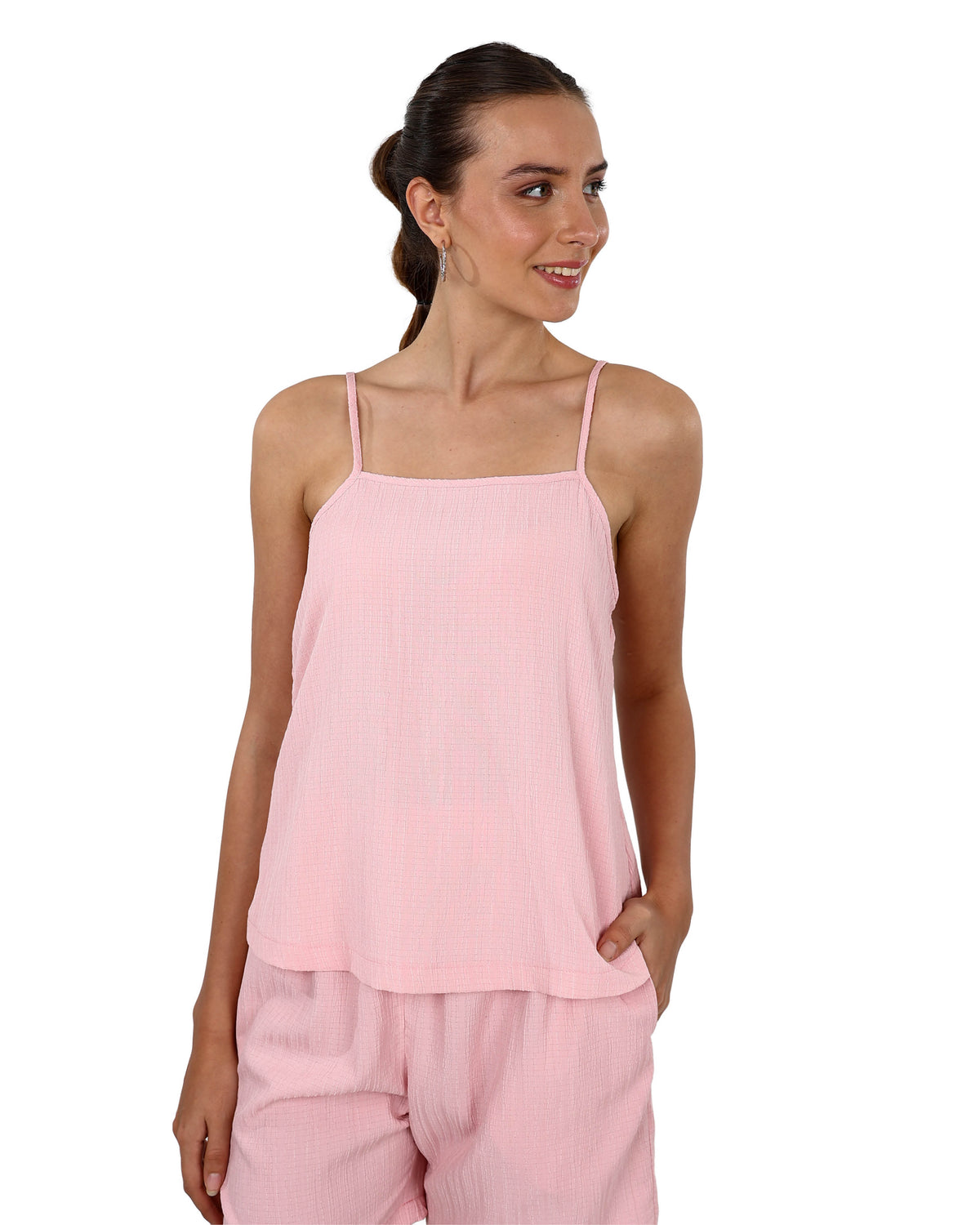Strappy Light Pink Crinkle Blouse