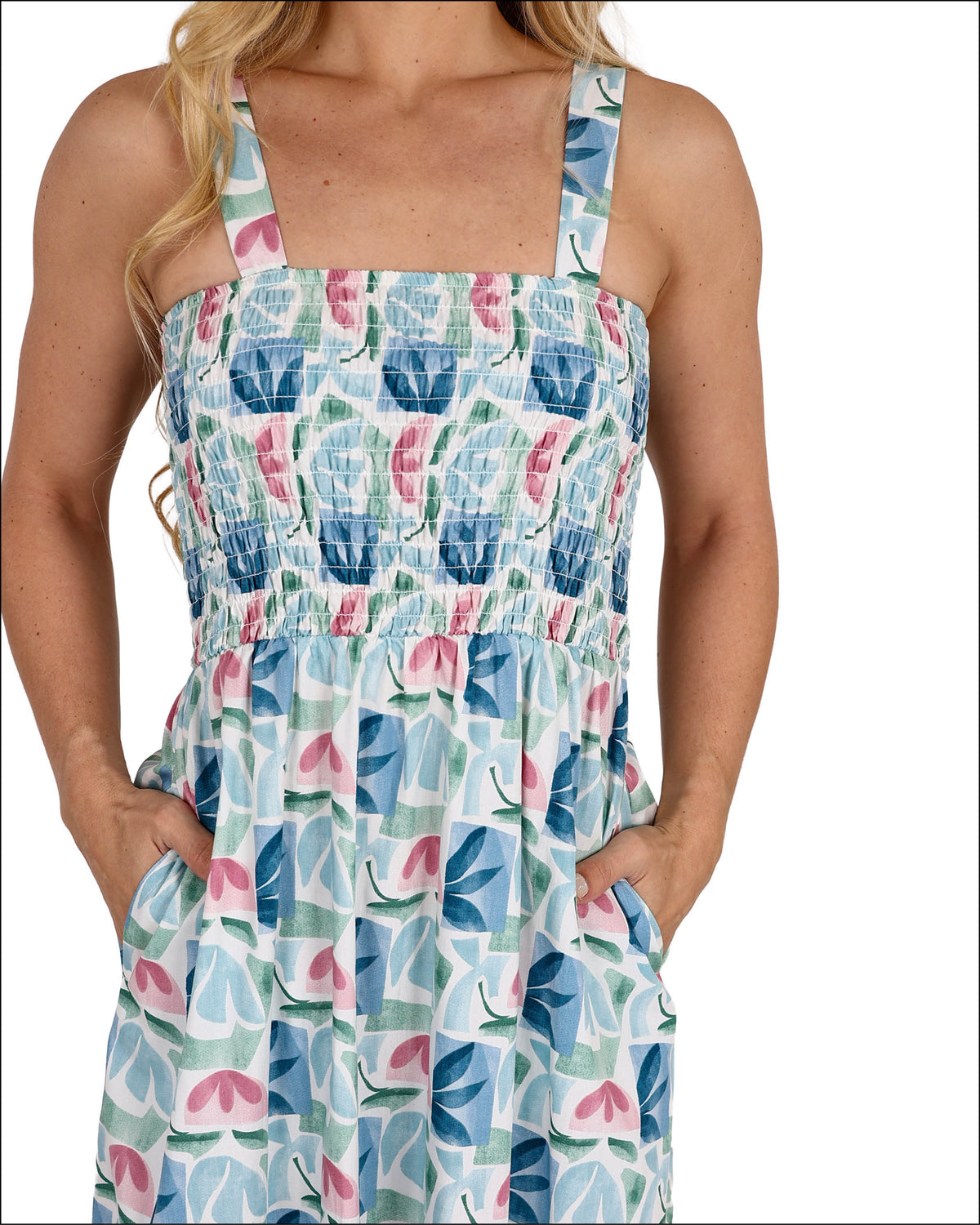 Strappy Pastel Smocked Maxi Dress