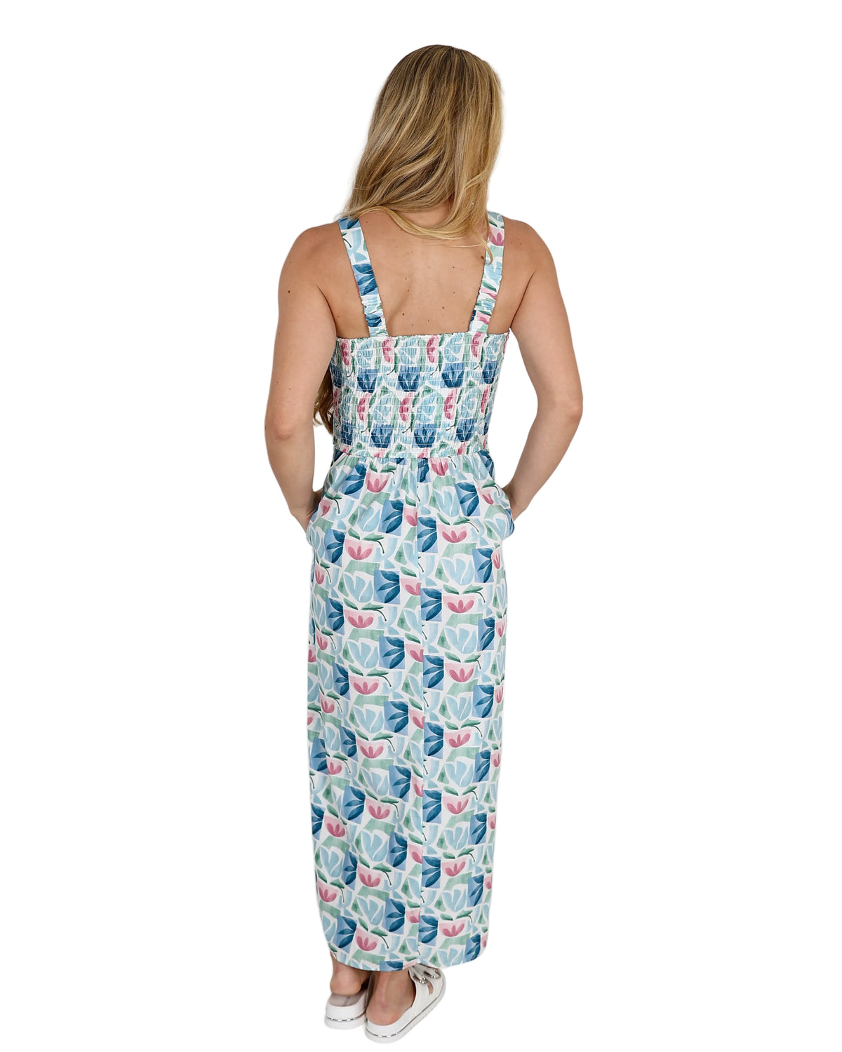Strappy Pastel Smocked Maxi Dress