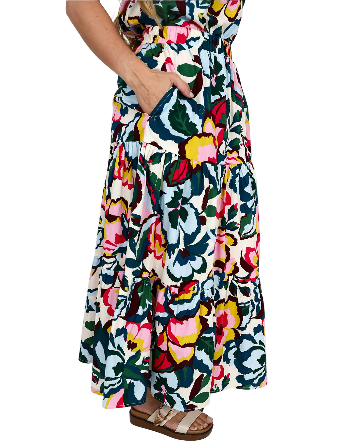 Bold Floral Co-Ord Tiered Maxi Skirt