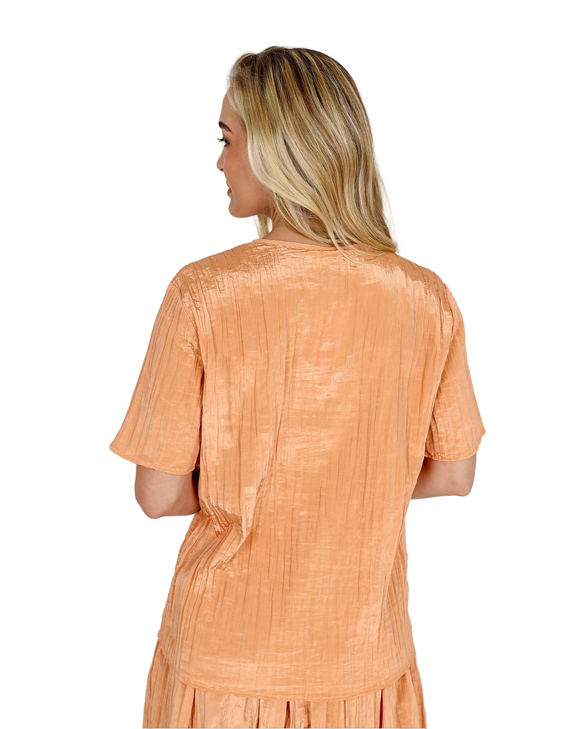 Short Sleeve Orange Crinkle Blouse