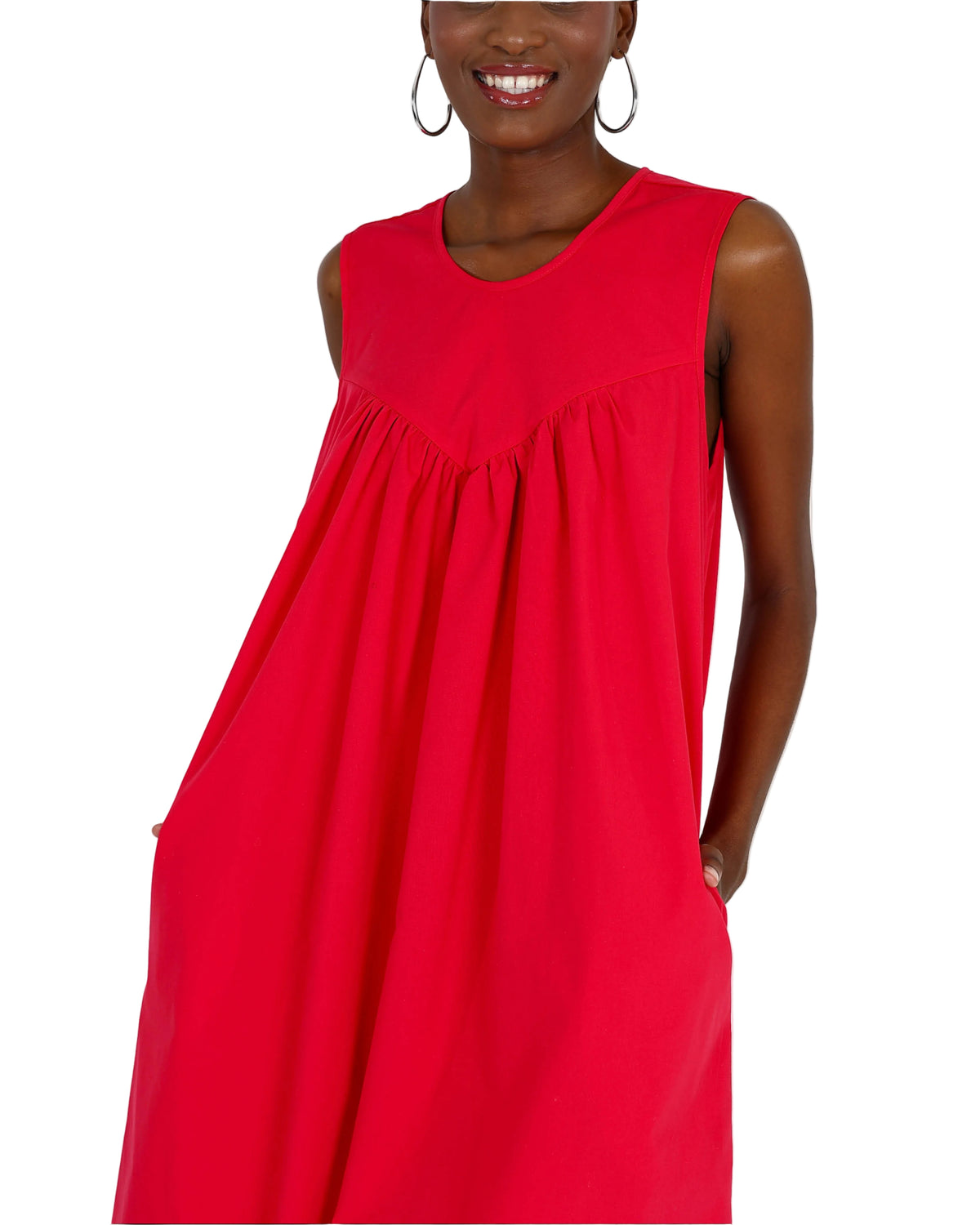 Cerise Sleeveless Knee Length Dress