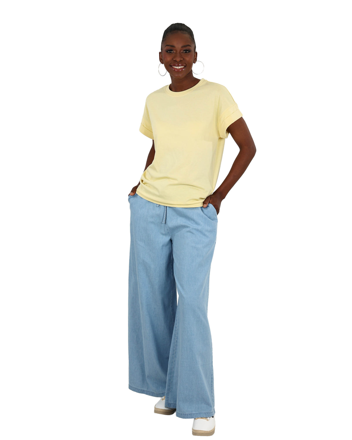 Yellow Short Sleeve Turn Back T-Shirt