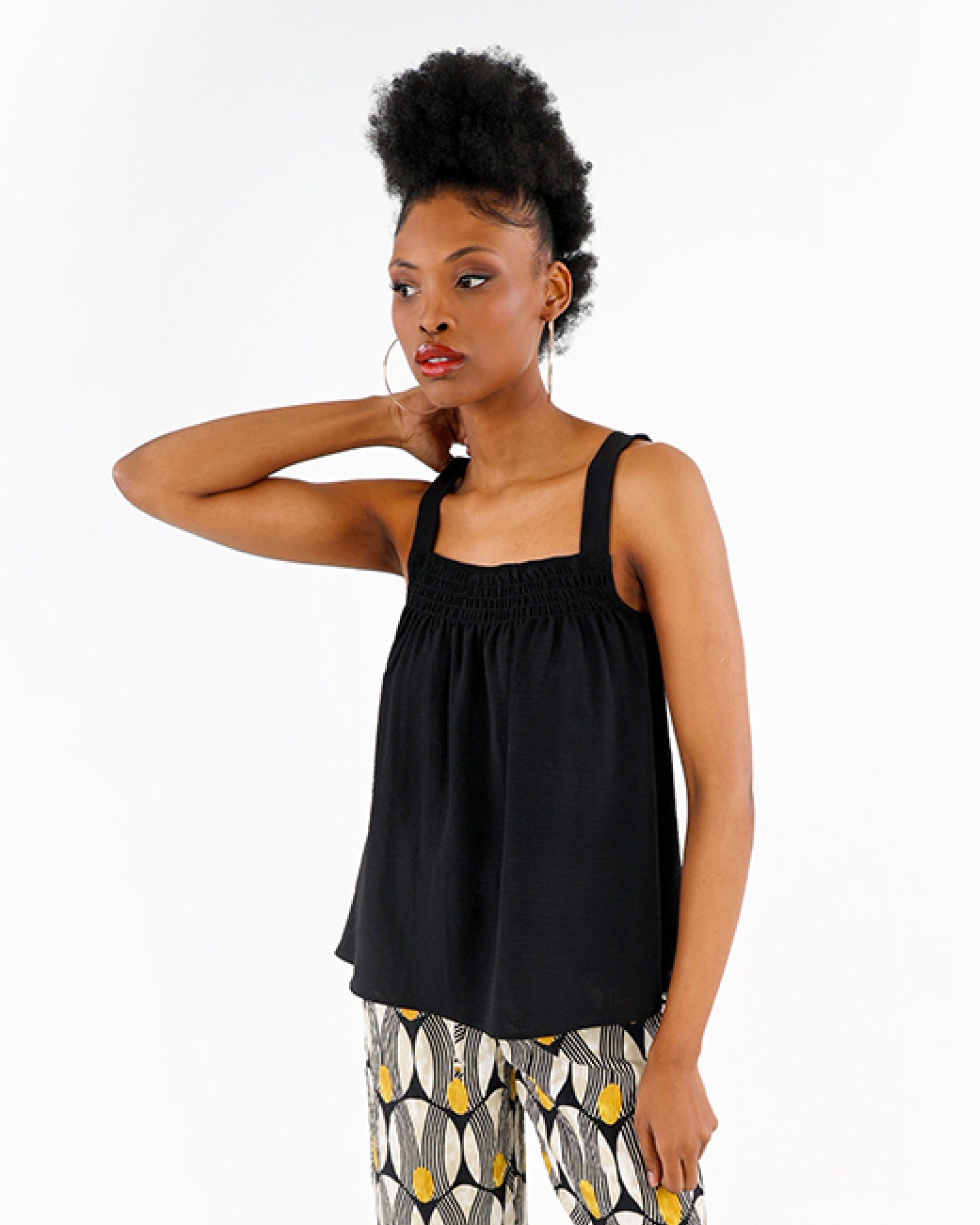 Strappy Smock Detail Swing Top