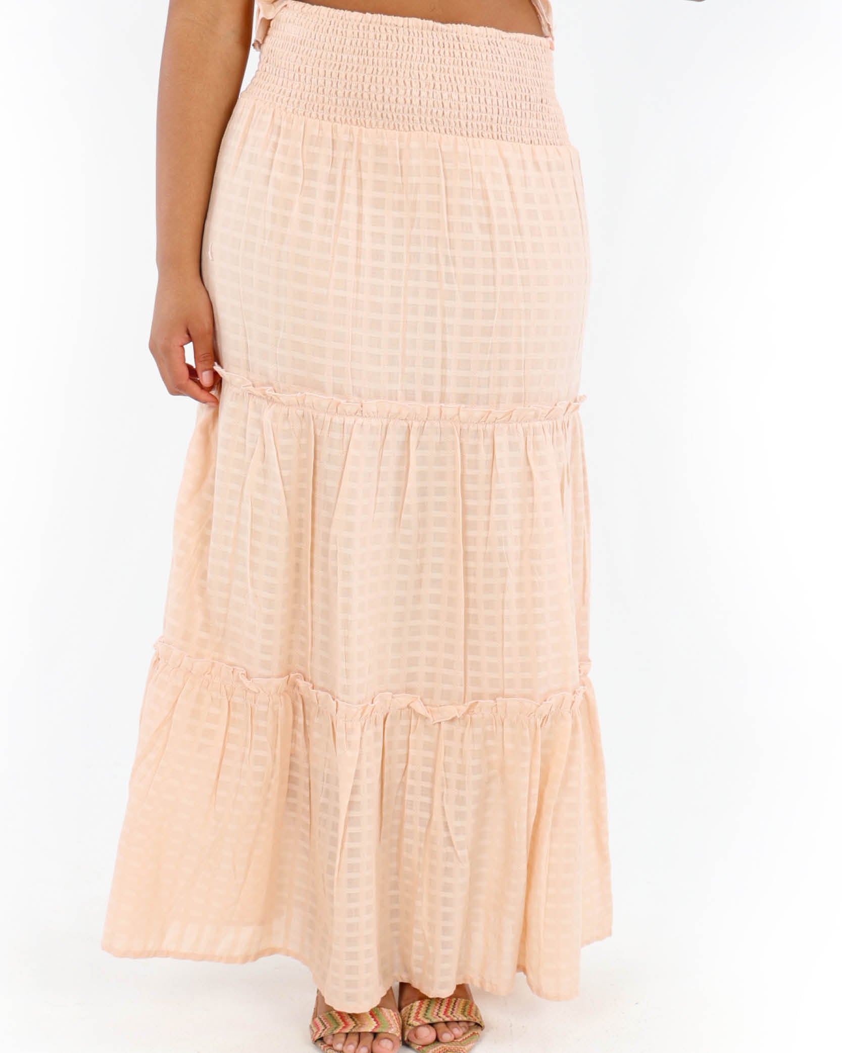 Smocked Tiered Maxi Skirt