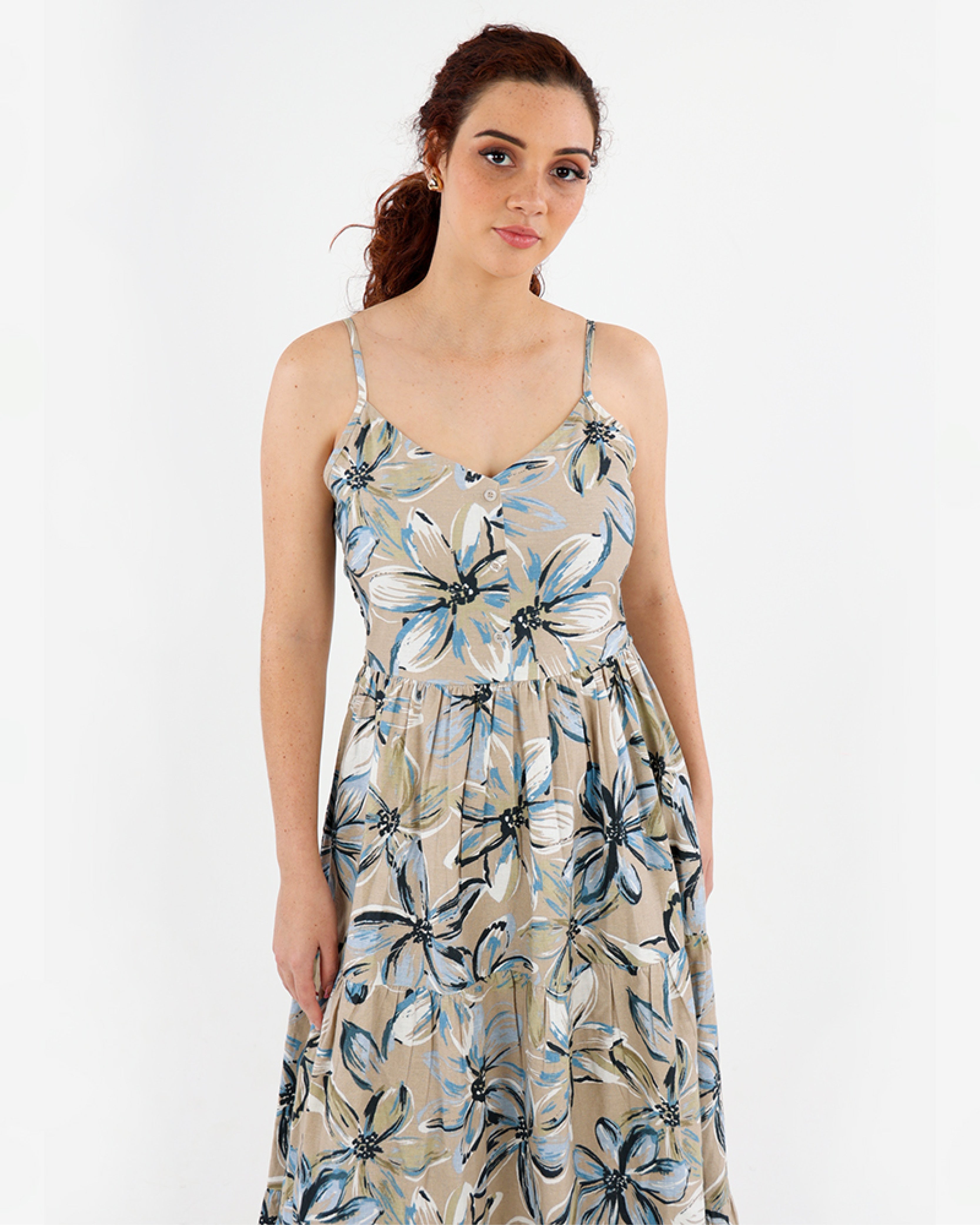 Strappy Tiered Midi Dress
