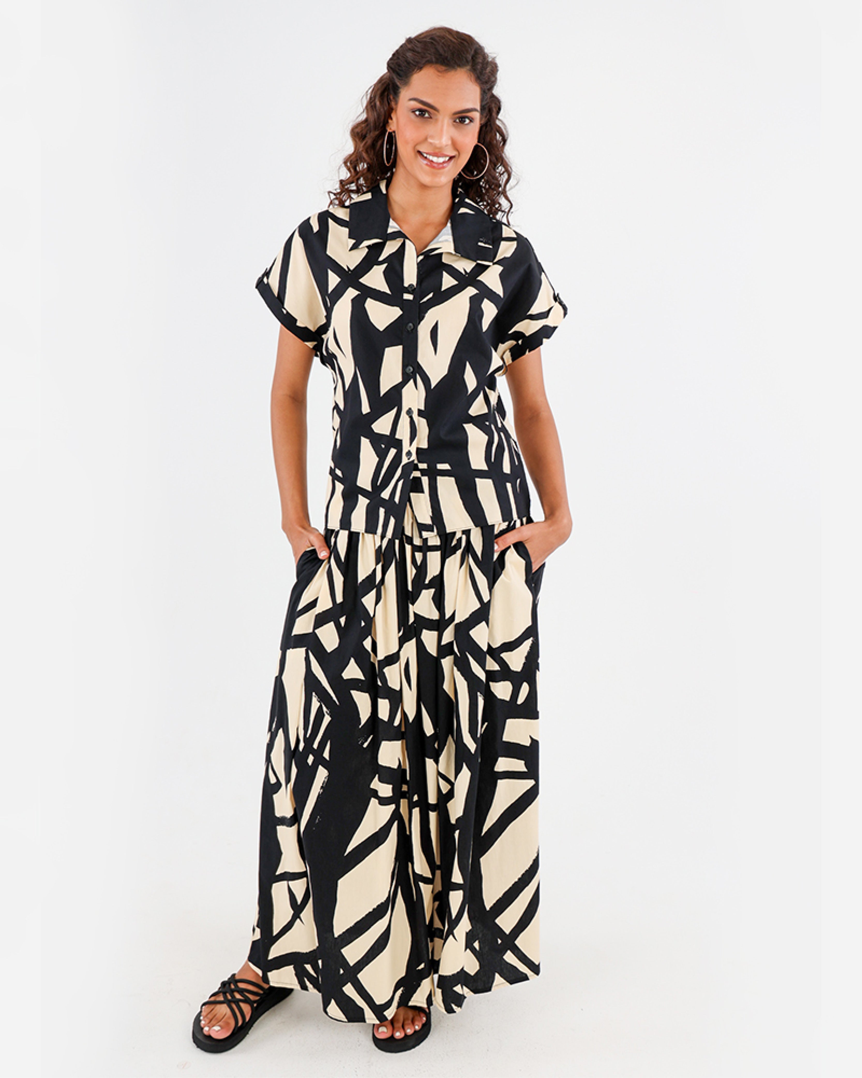 Short Sleeve Abstract Print Shirt
