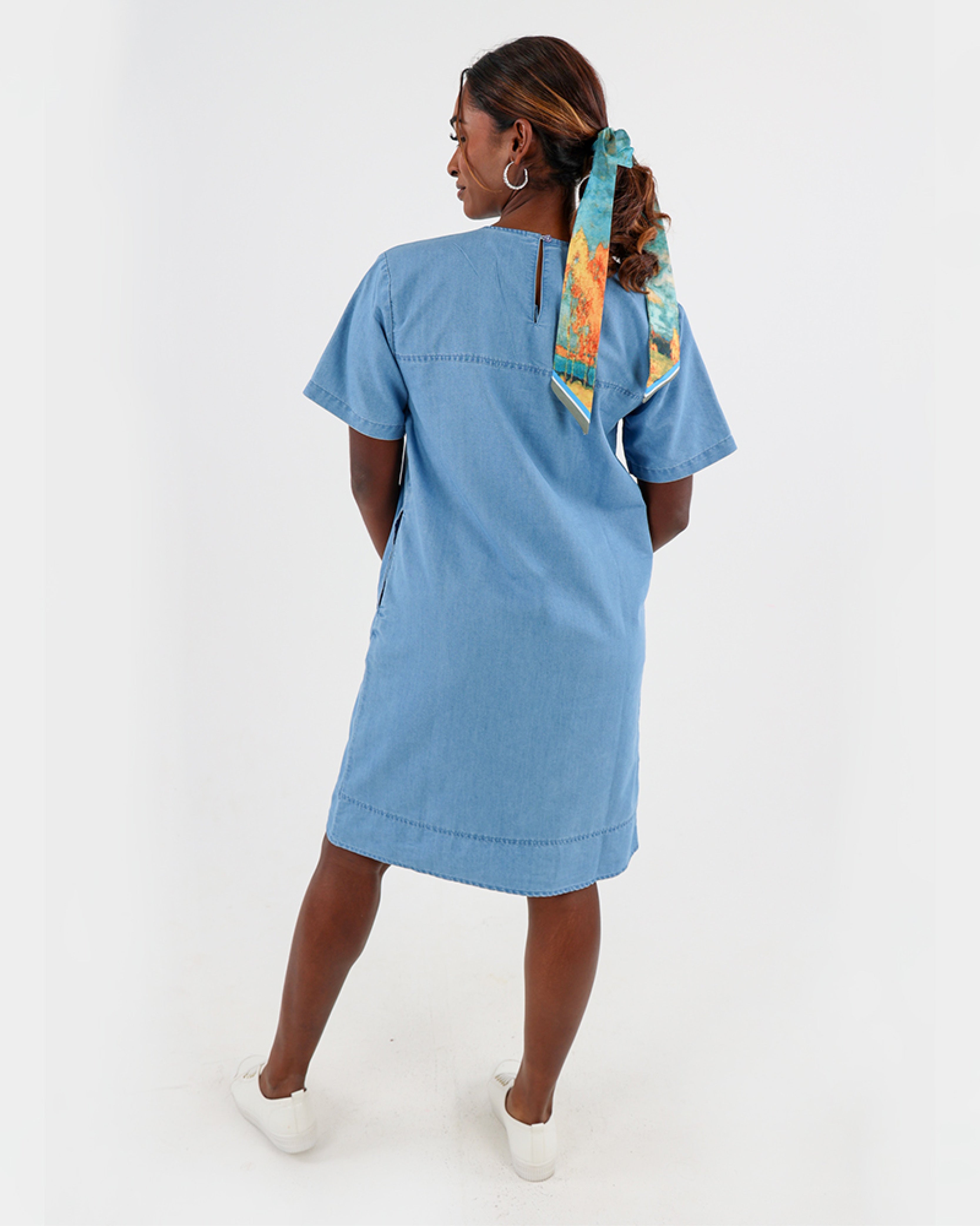 Short Sleeve Denim Tunic Dress