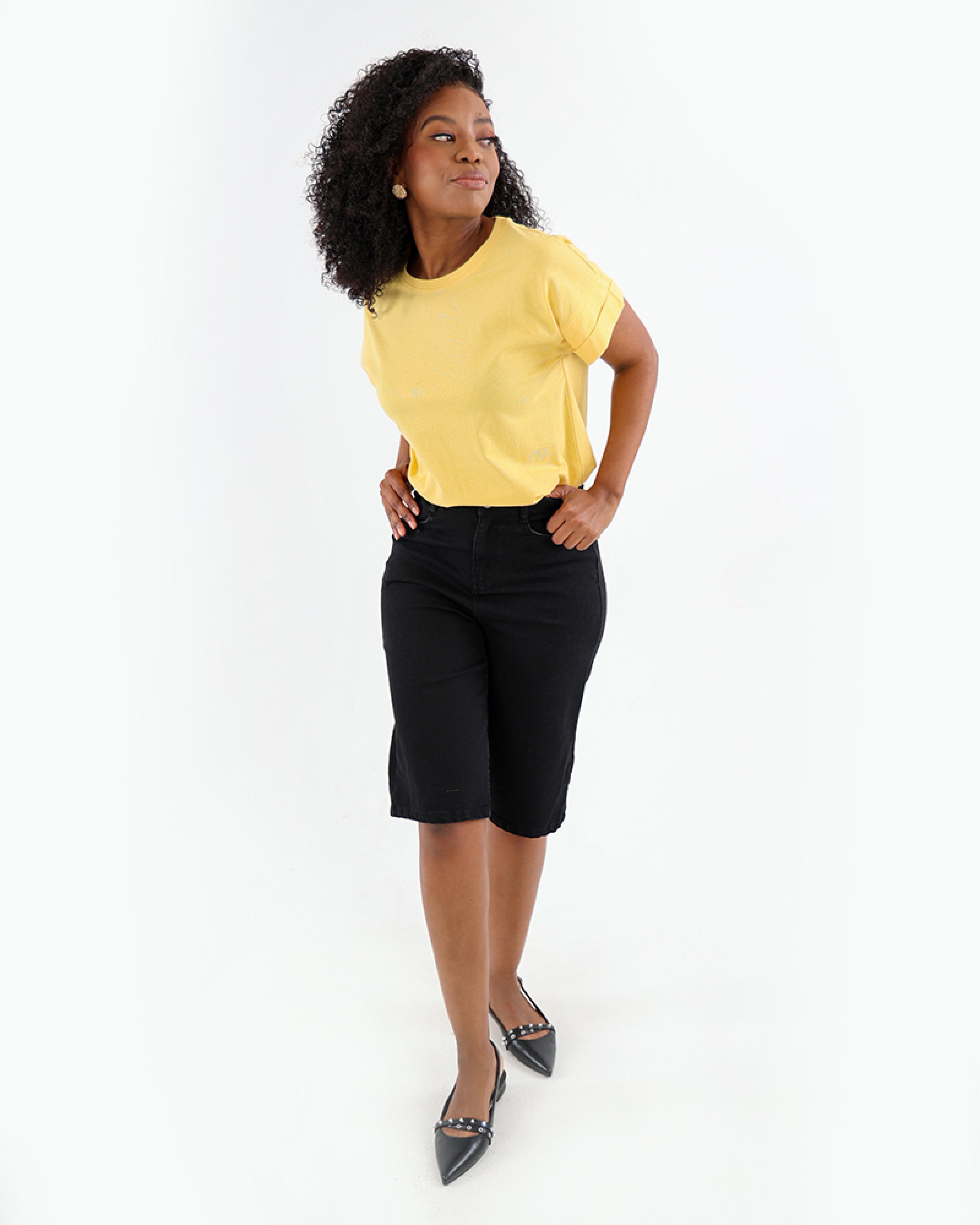 Black Denim Bermuda Shorts