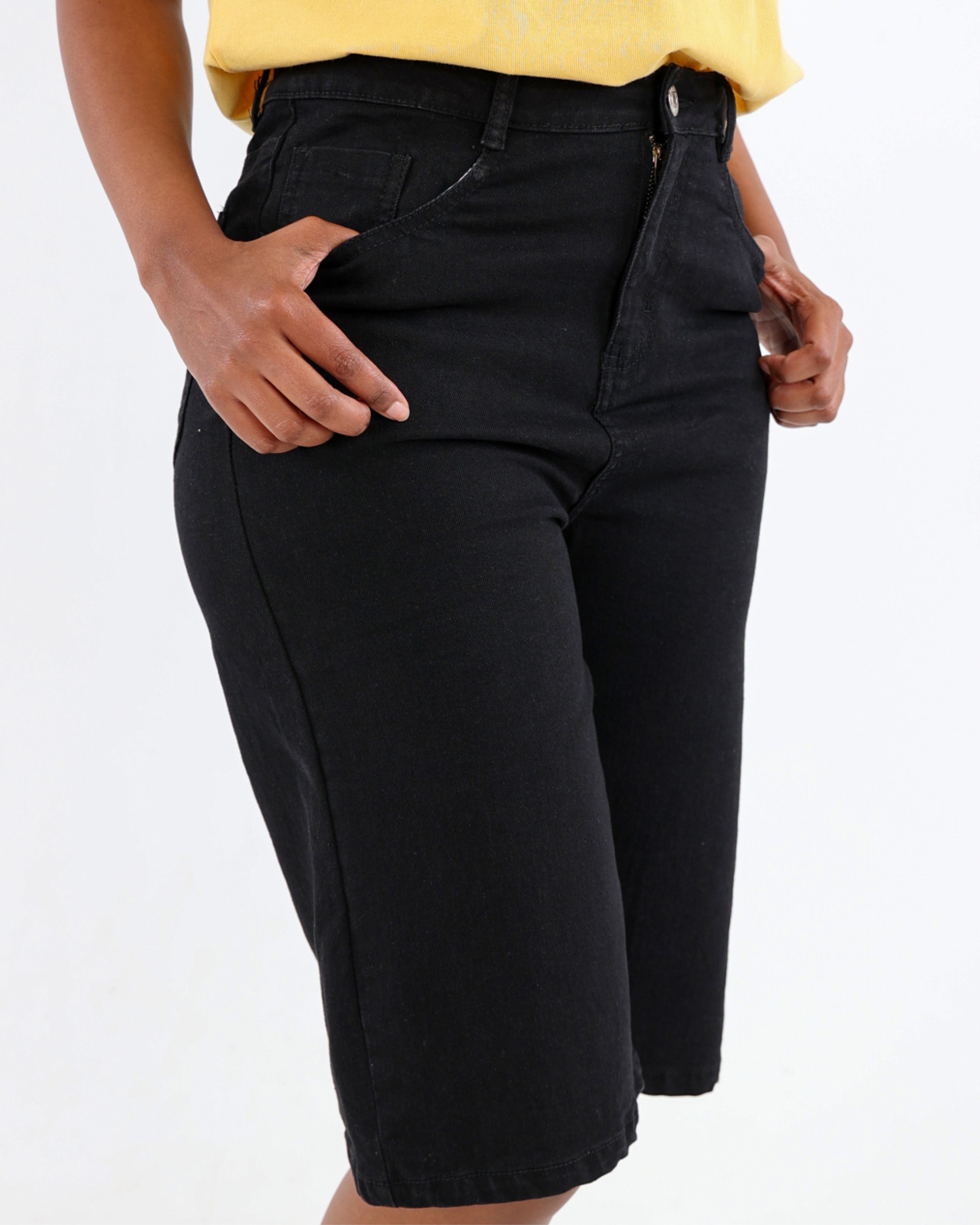 Black Denim Bermuda Shorts