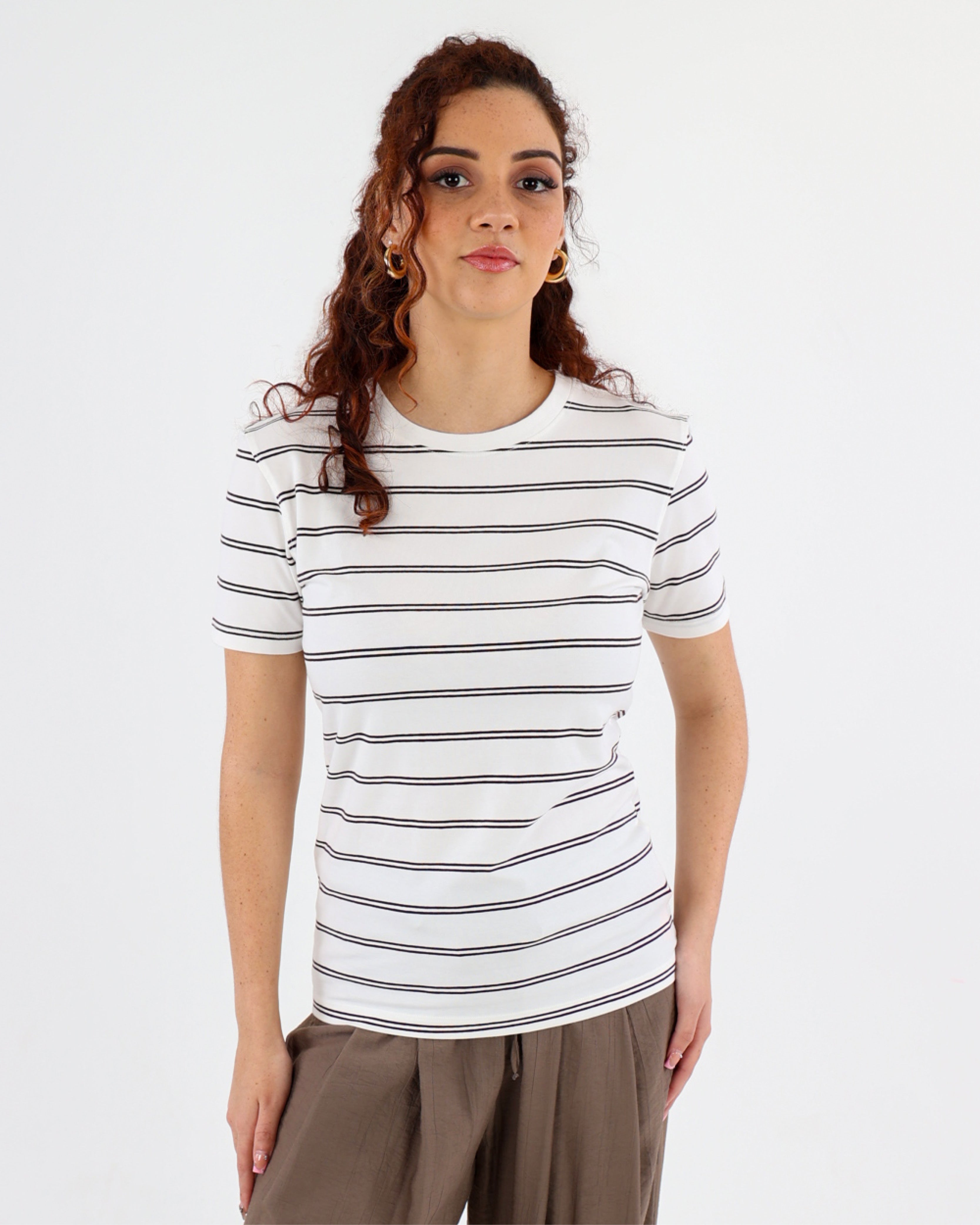 Chocolate Short Sleeve Striped T-Shirt