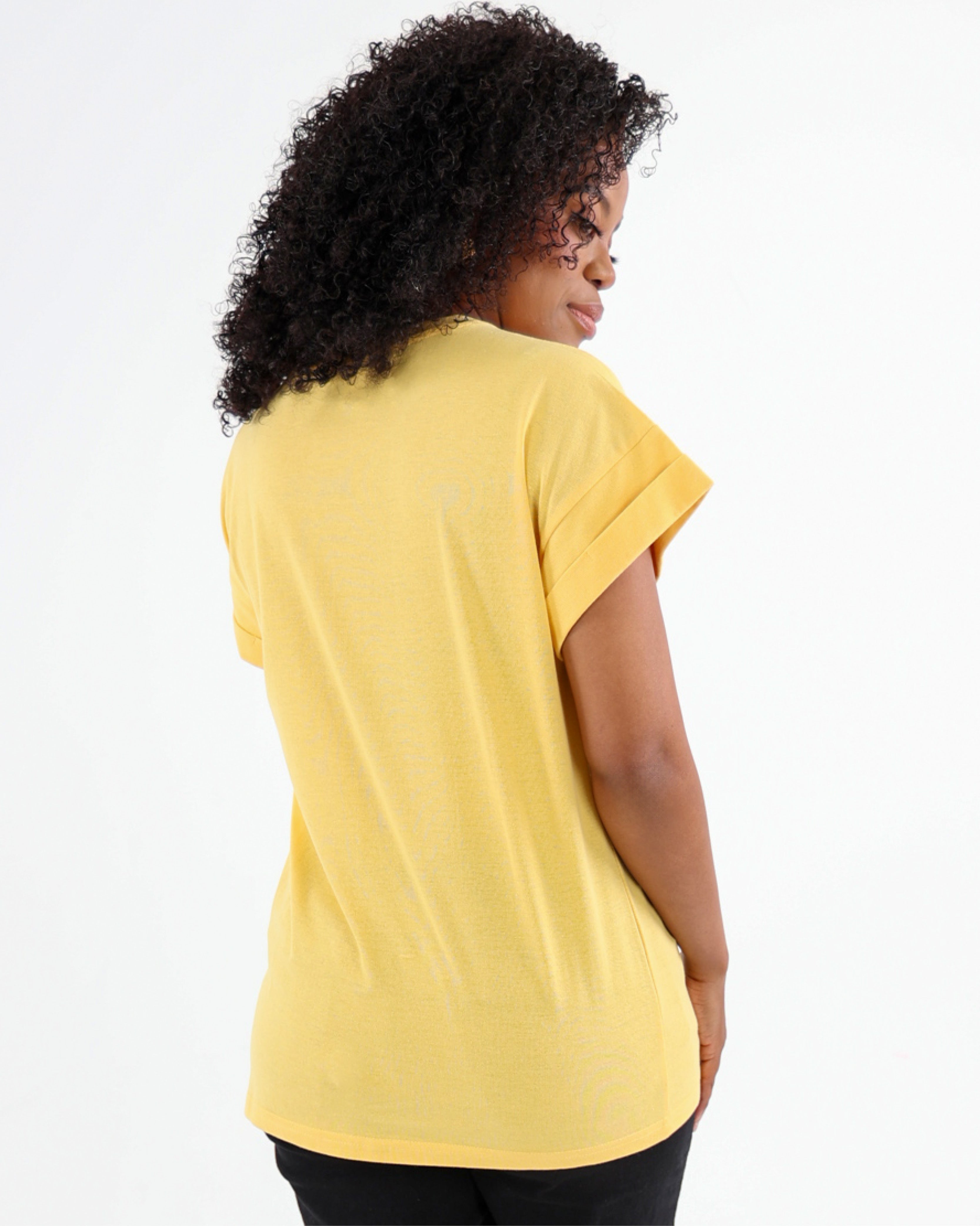 Yellow Turn Back Short Sleeve T-Shirt