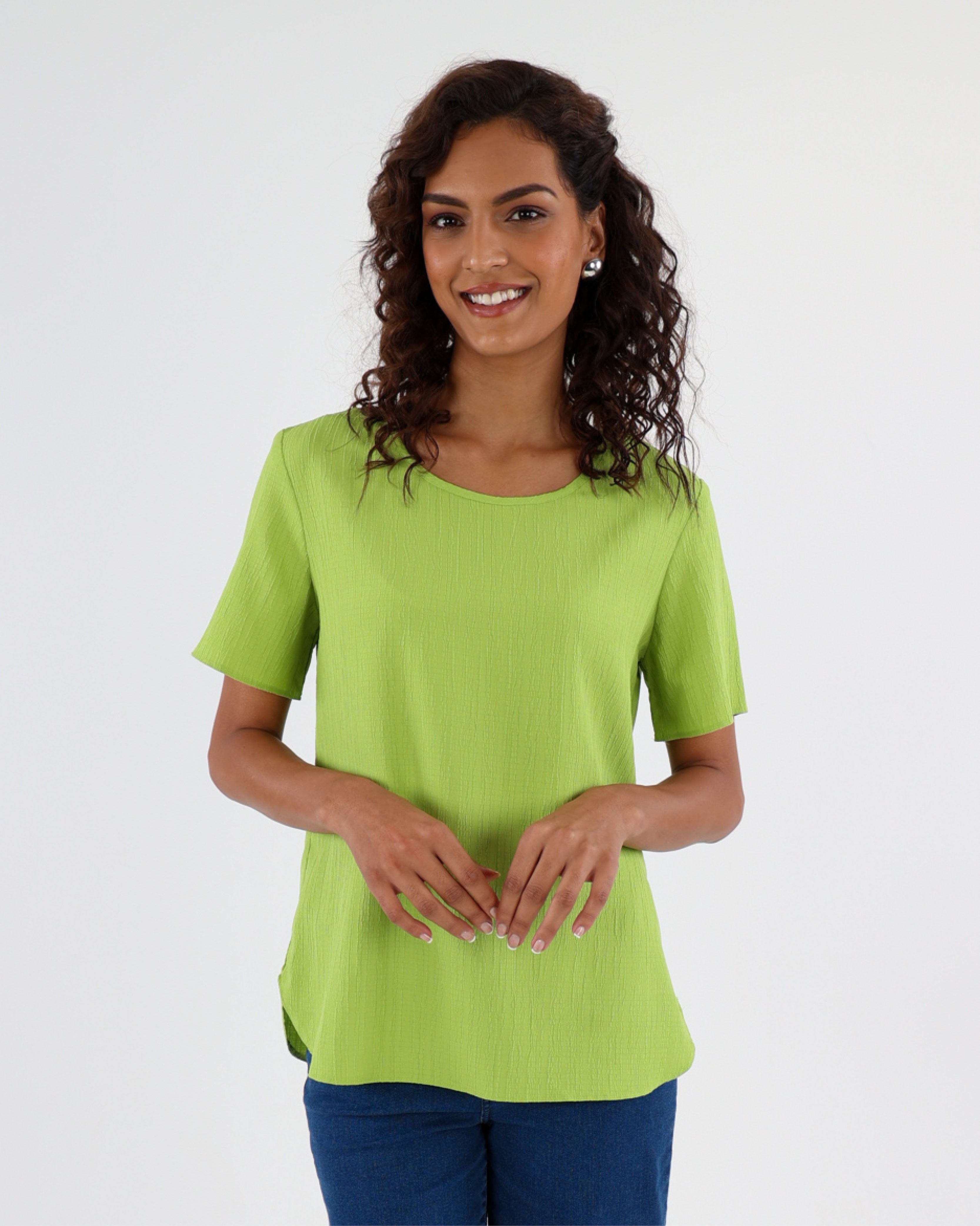 Classic Round Neck Short Sleeve Blouse