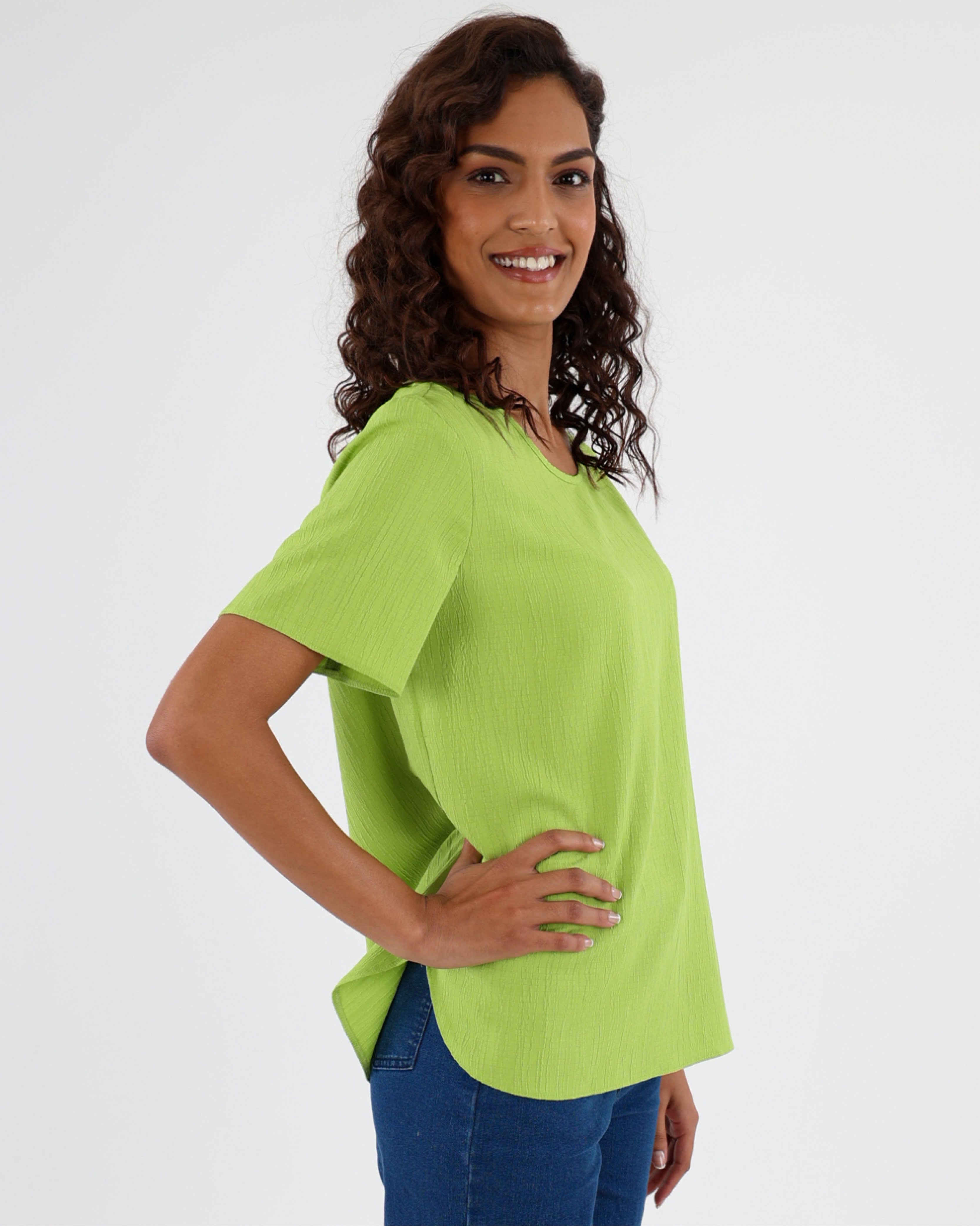 Classic Round Neck Short Sleeve Blouse