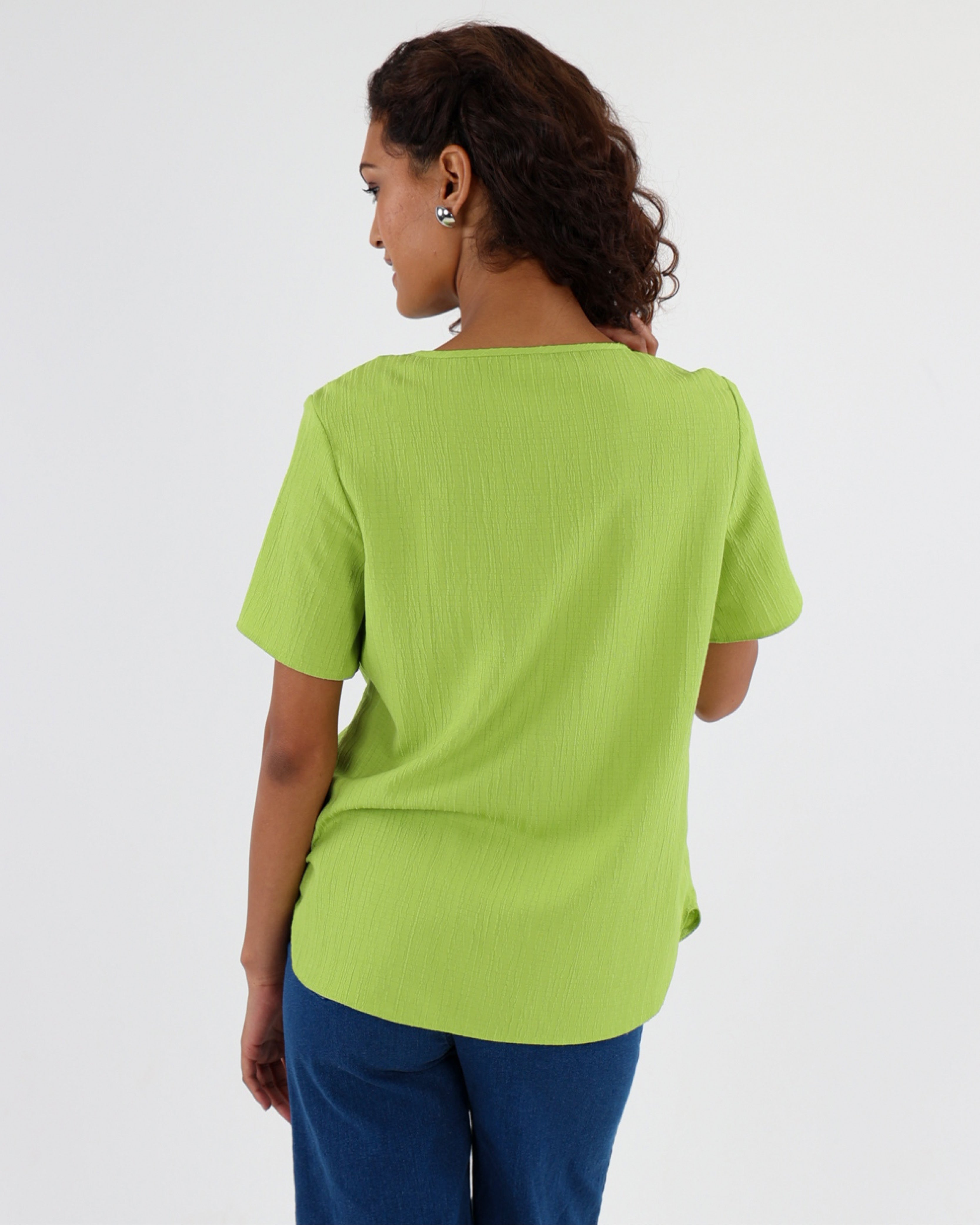 Classic Round Neck Short Sleeve Blouse