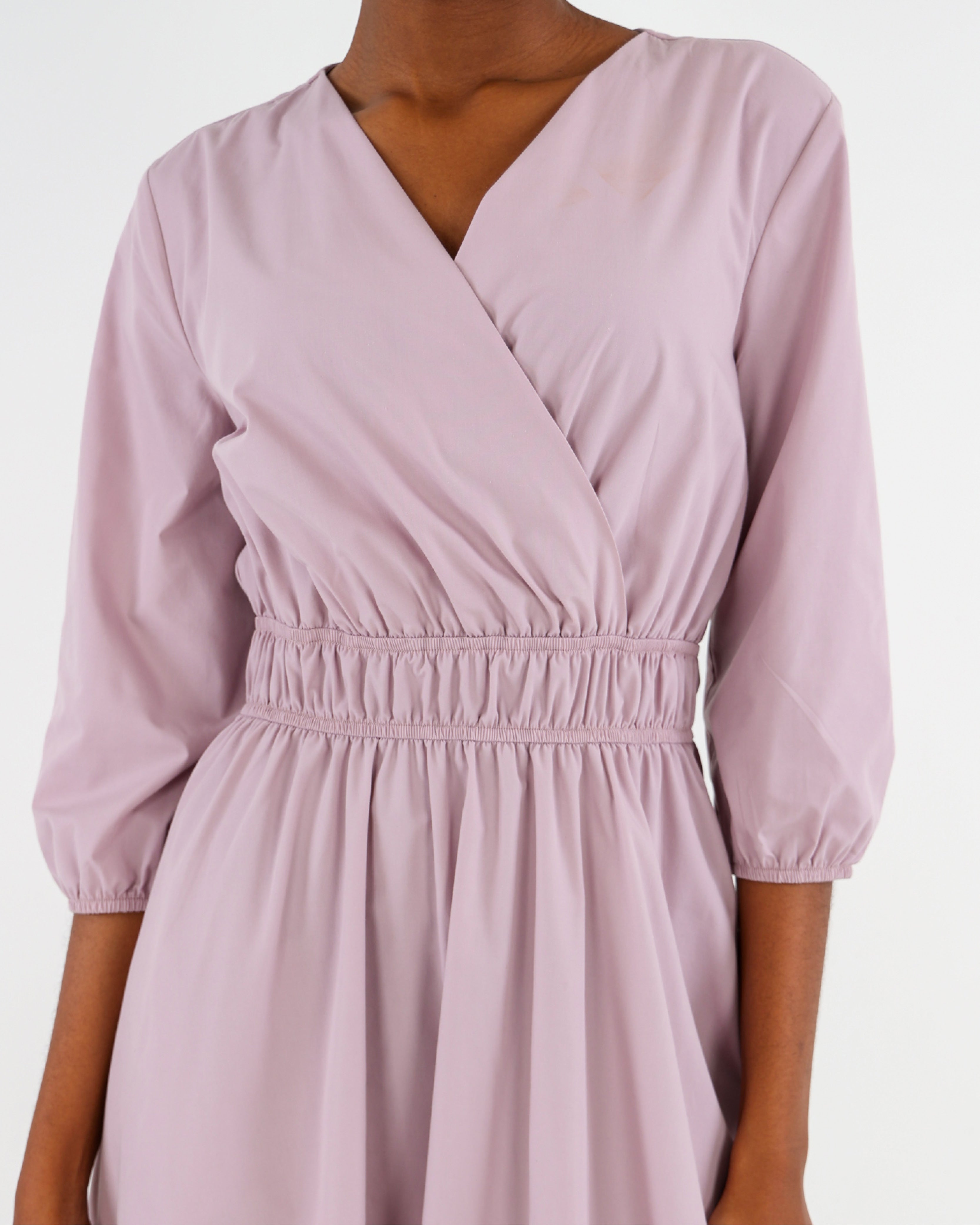 3/4 Sleeve Bodice Wrap Knee Length Dress