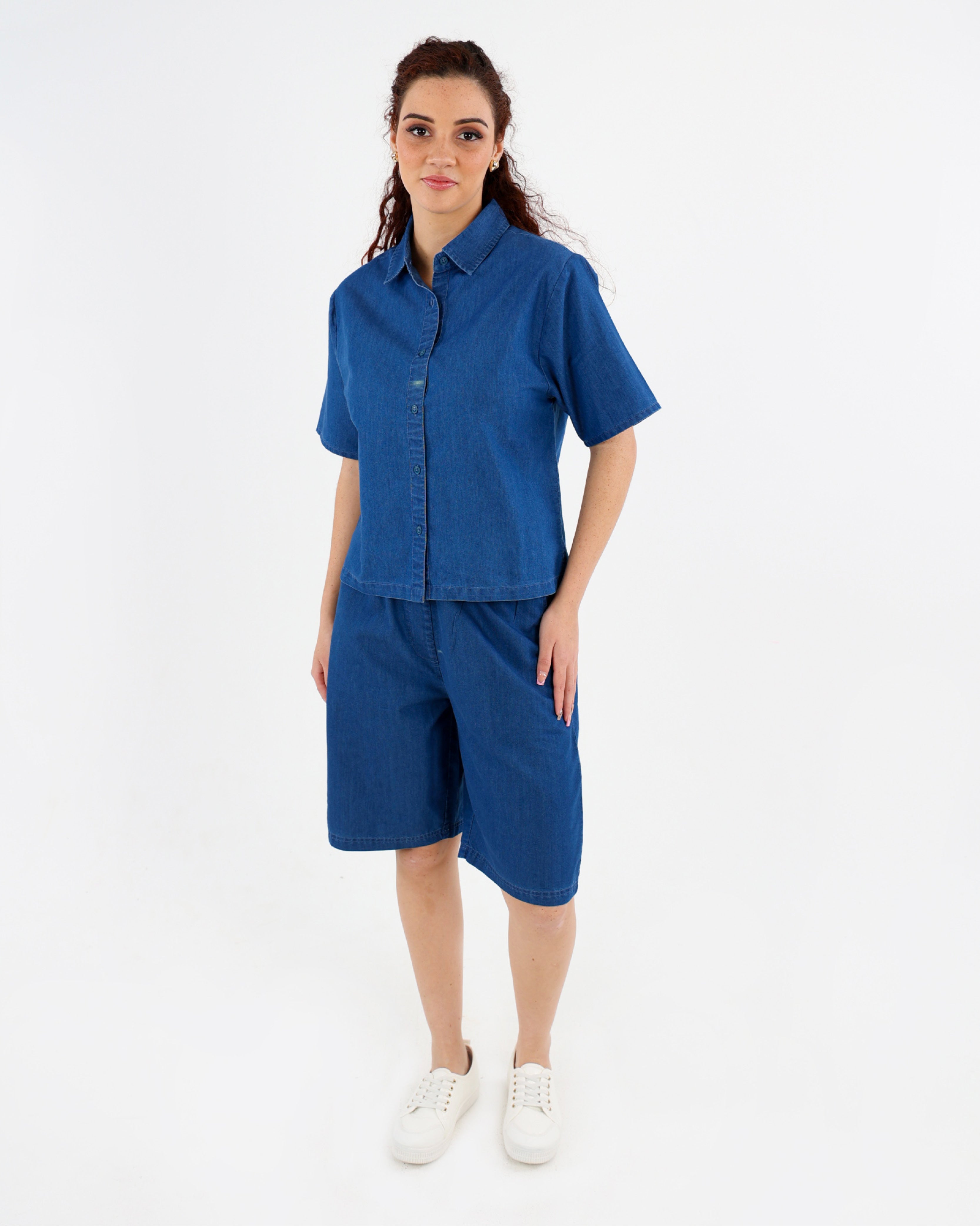 Short Sleeve Denim Blouse
