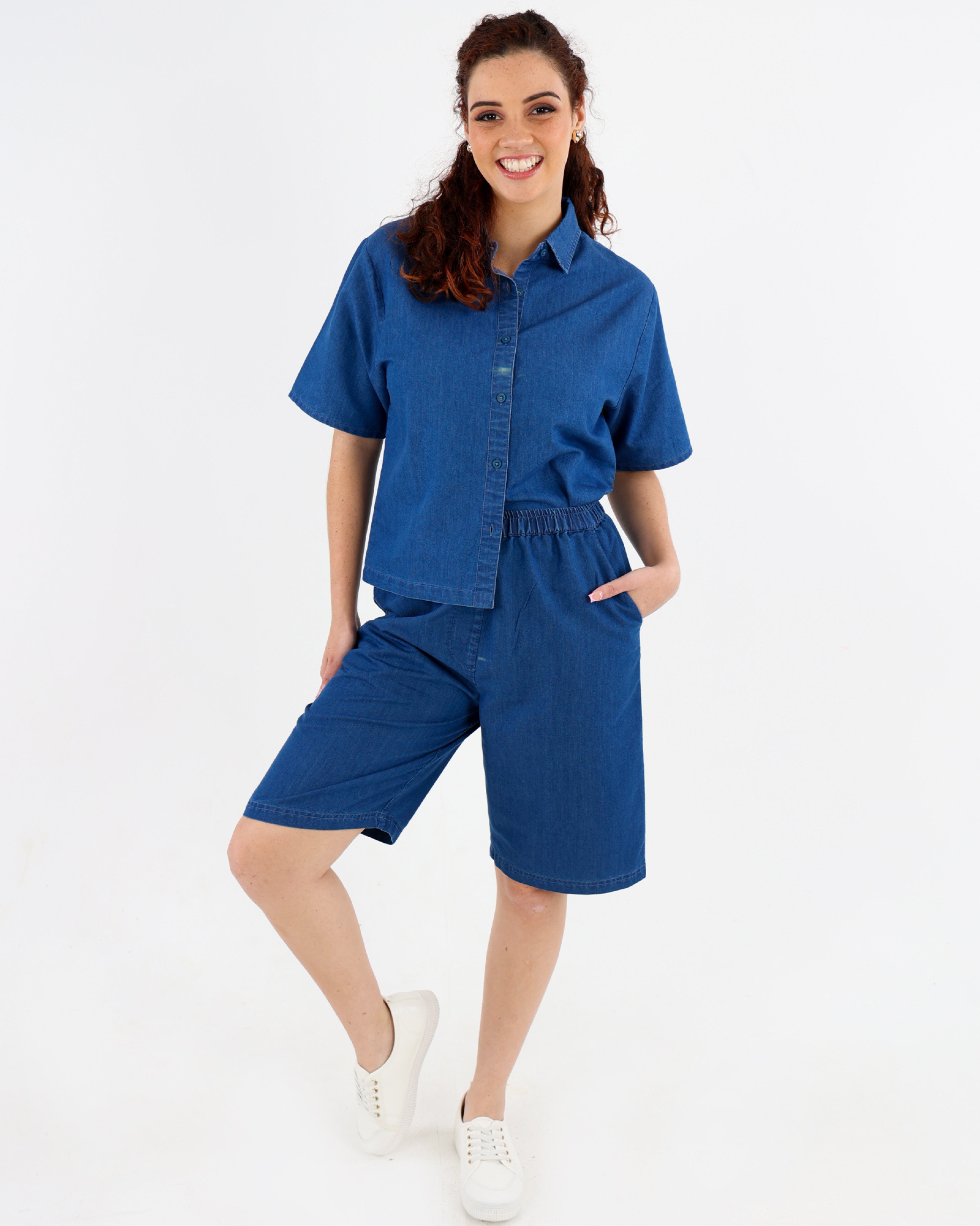 Relaxed Fit Elasticated Denim Shorts