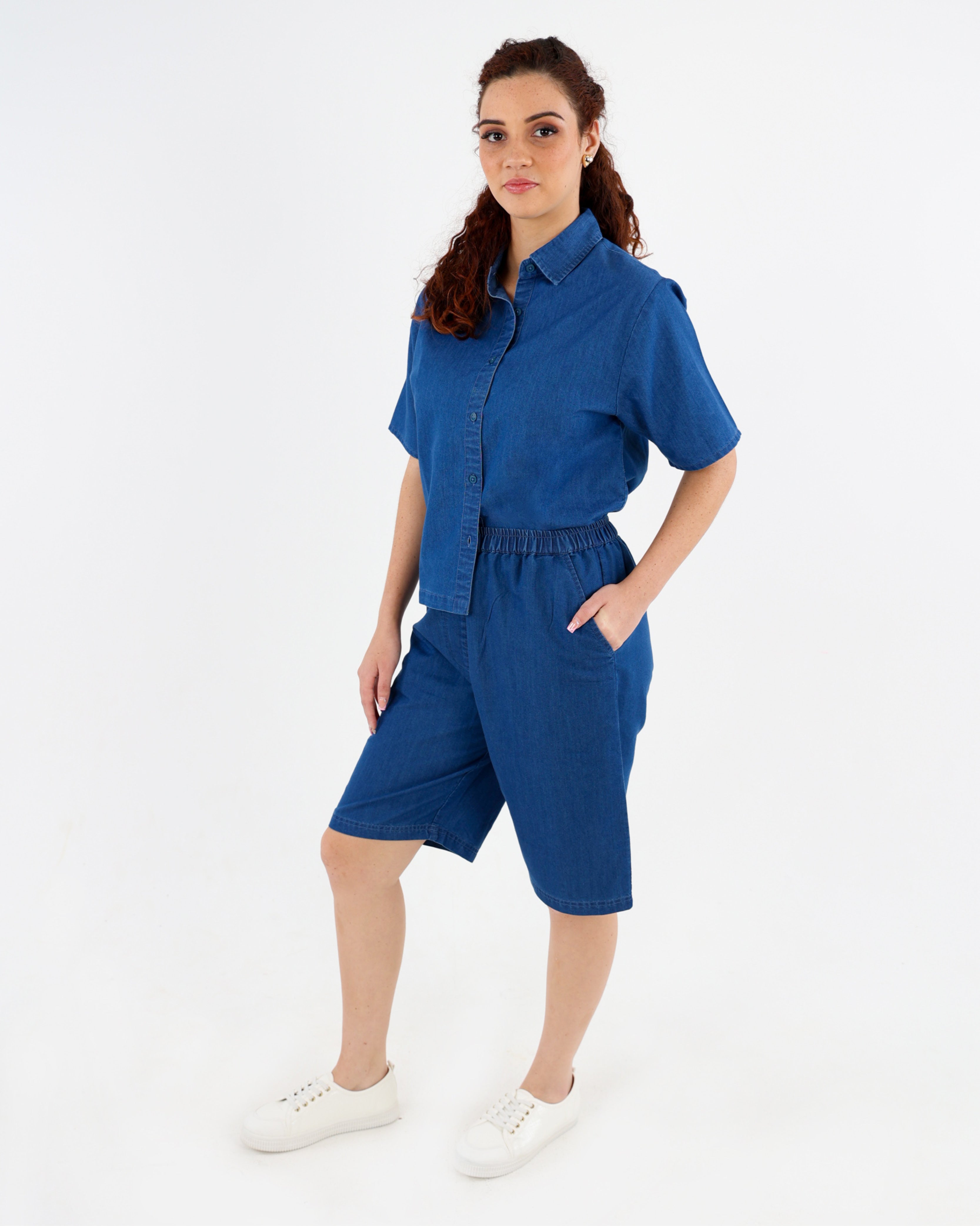 Relaxed Fit Elasticated Denim Shorts