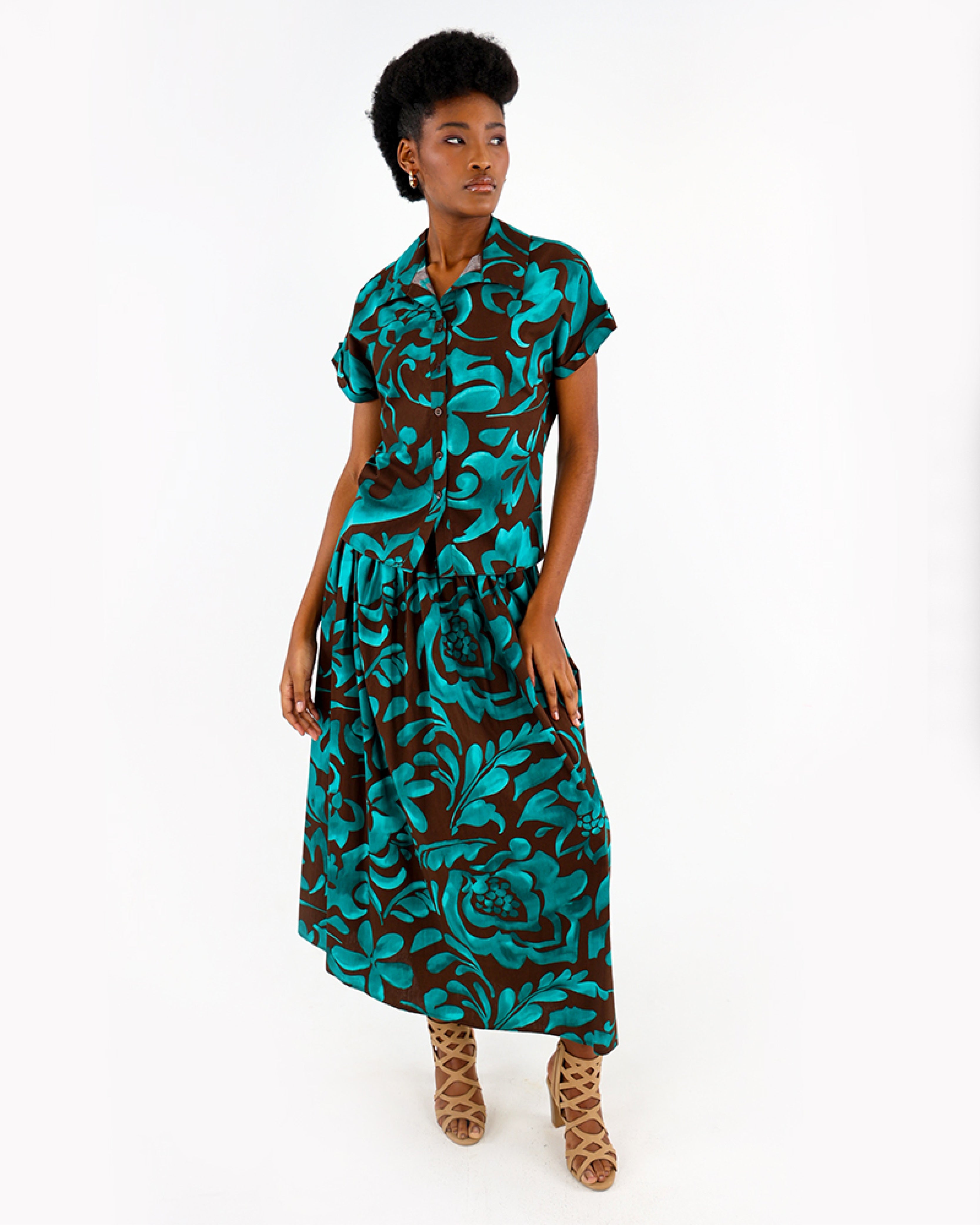 Short Sleeve Bold Floral Print Shirt