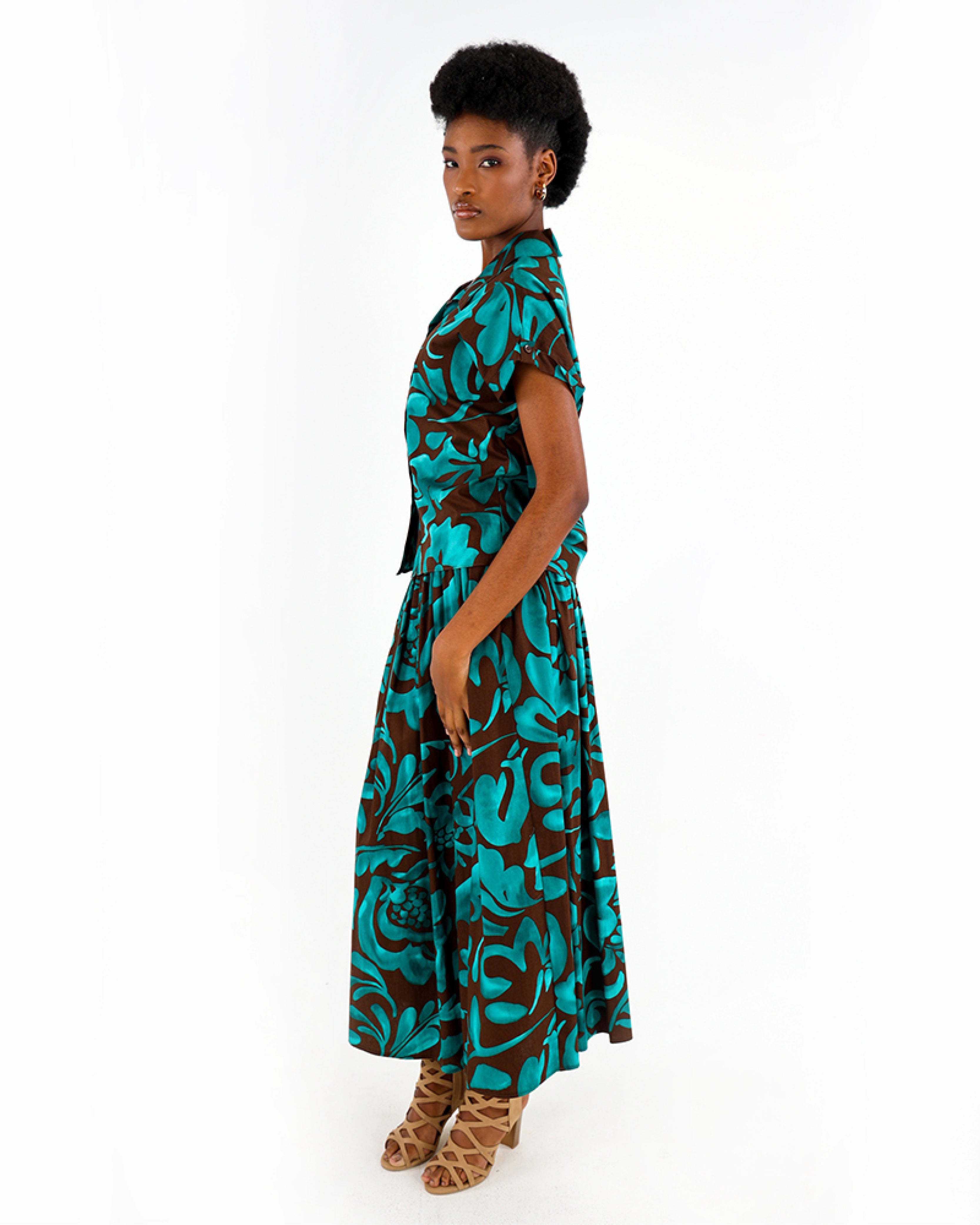 Bold Floral Maxi Skirt With Pockets
