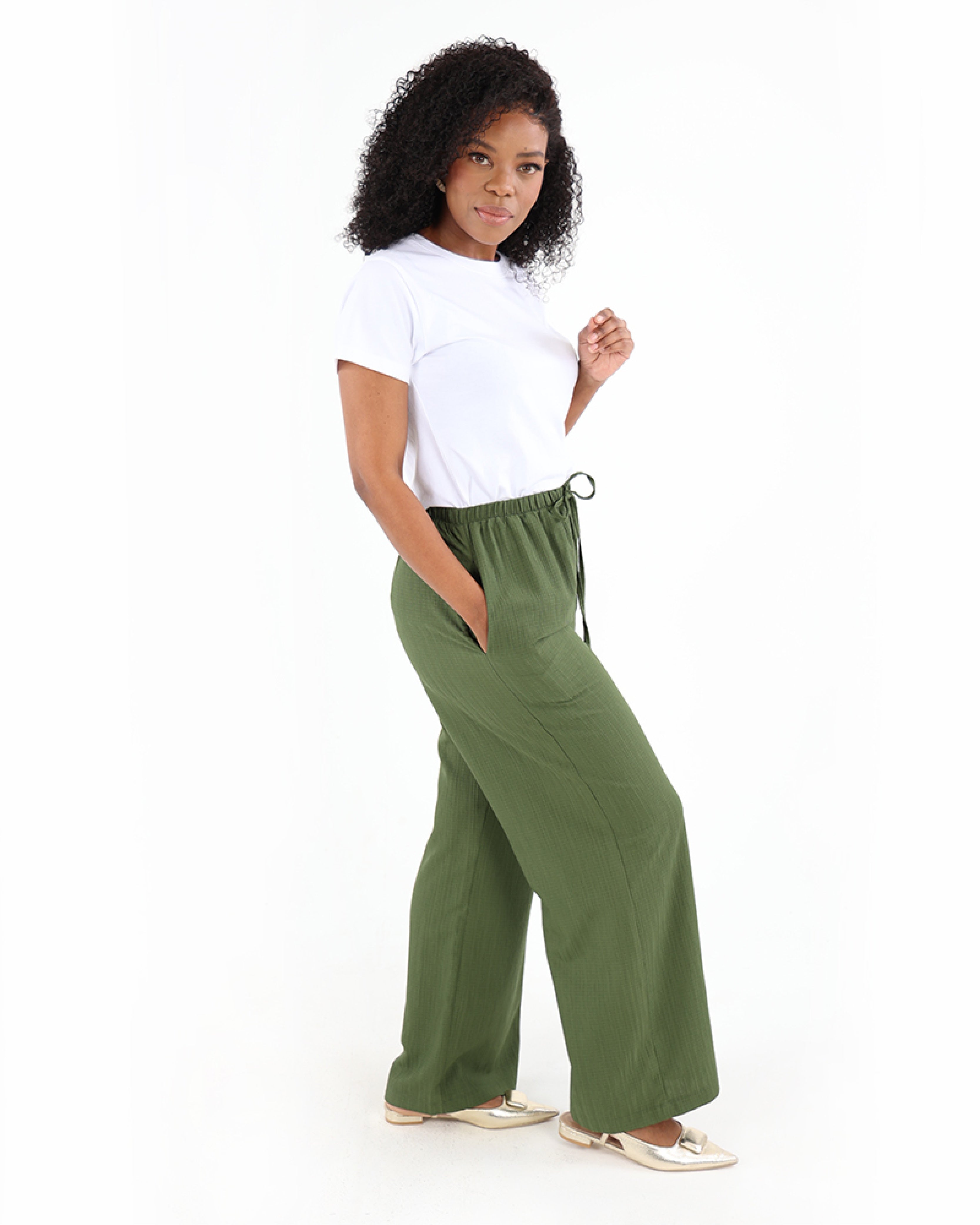 Textured Wide Leg Pants
