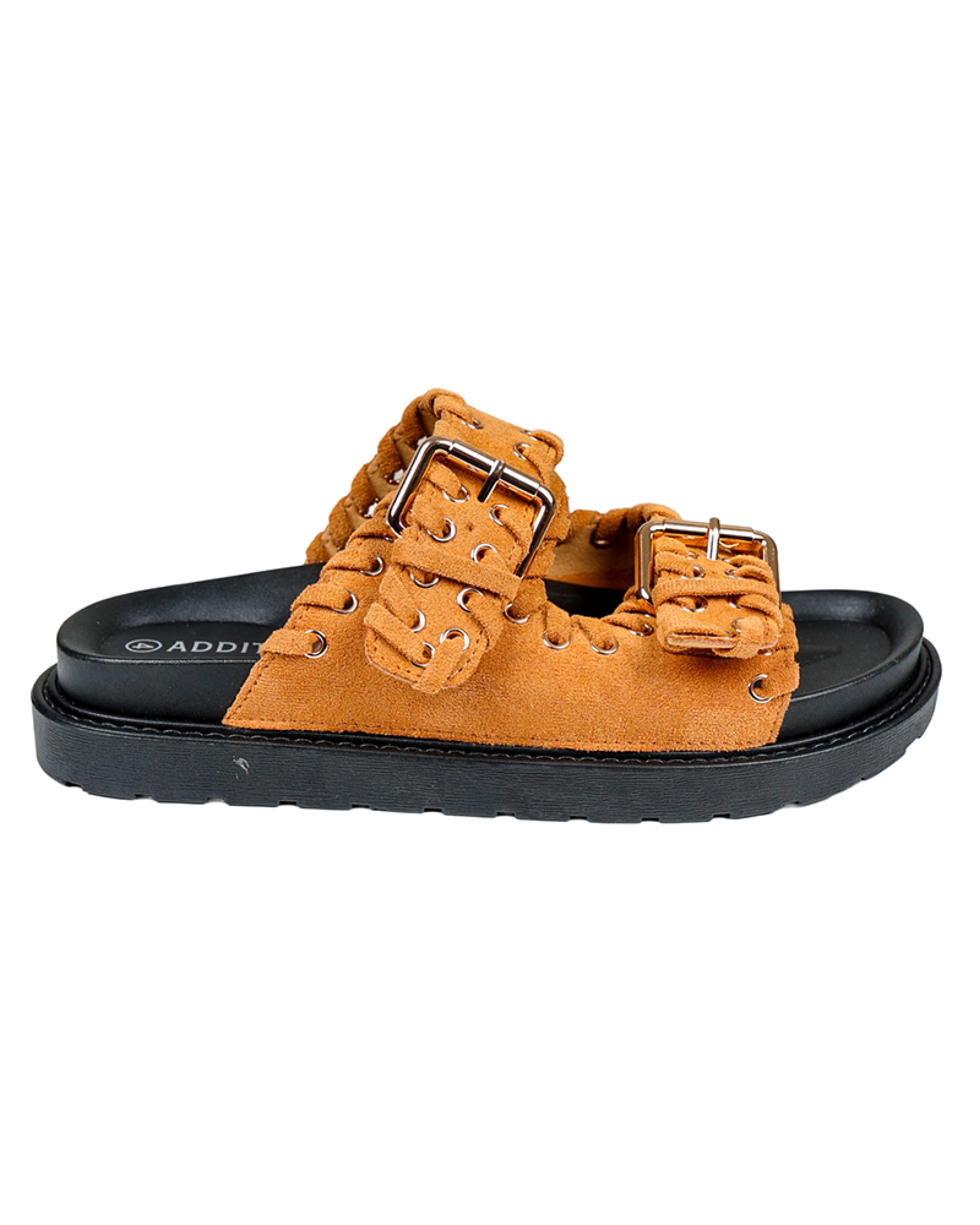 Tan Stitch Detail Chunky Cleated Slide