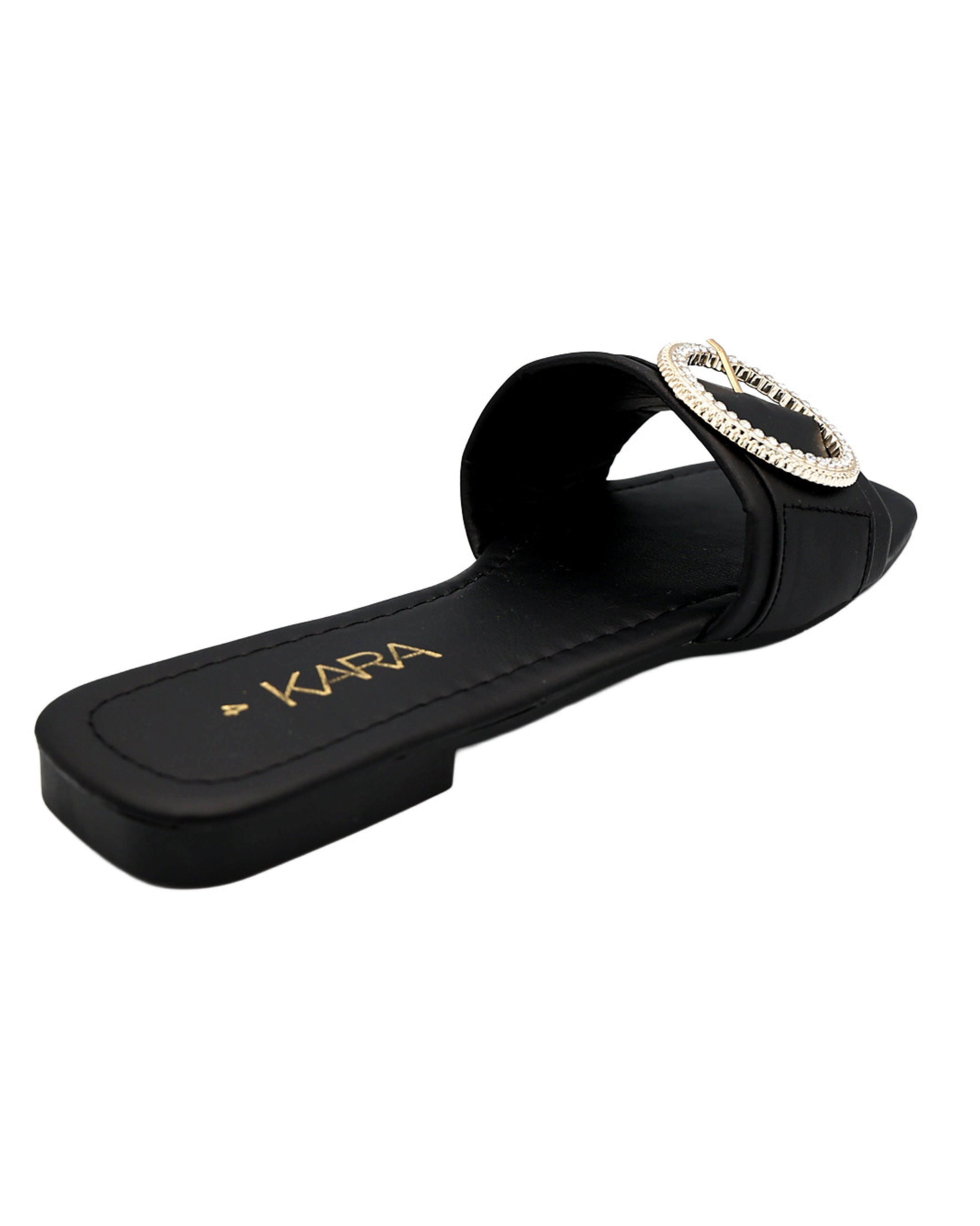 Black Circle Embellished Band Sandal