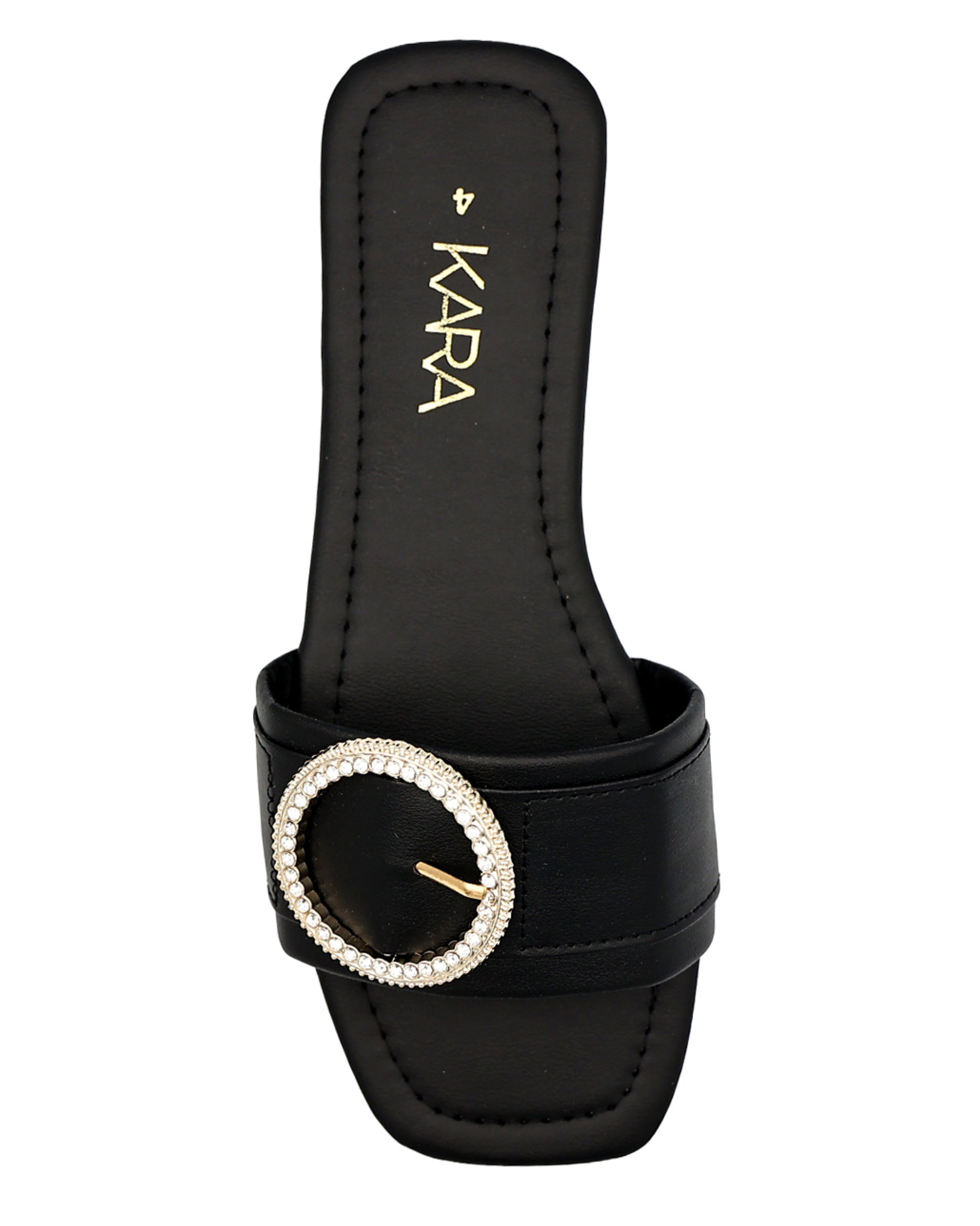 Black Circle Embellished Band Sandal