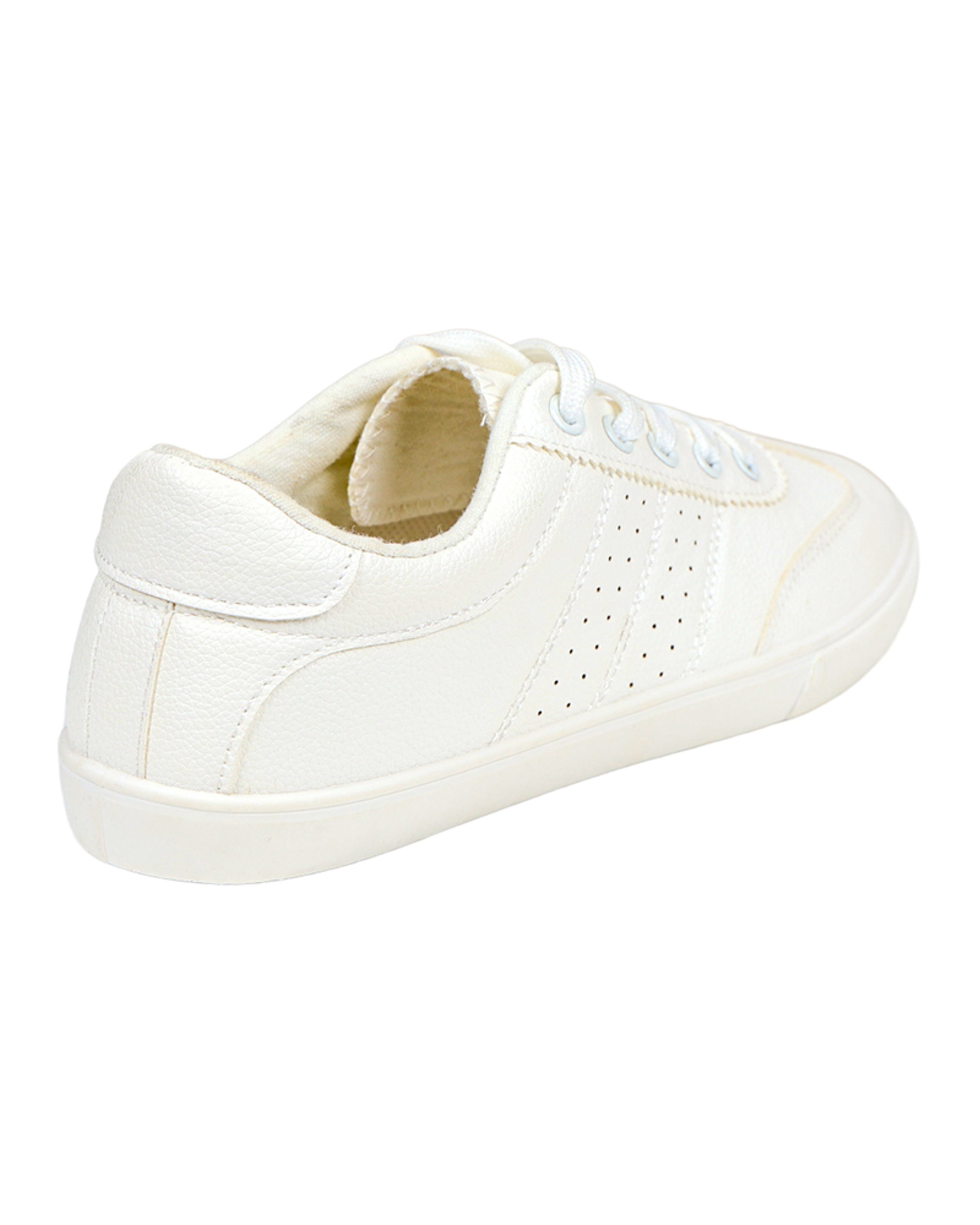 White Basic Lace-Up Sneakers