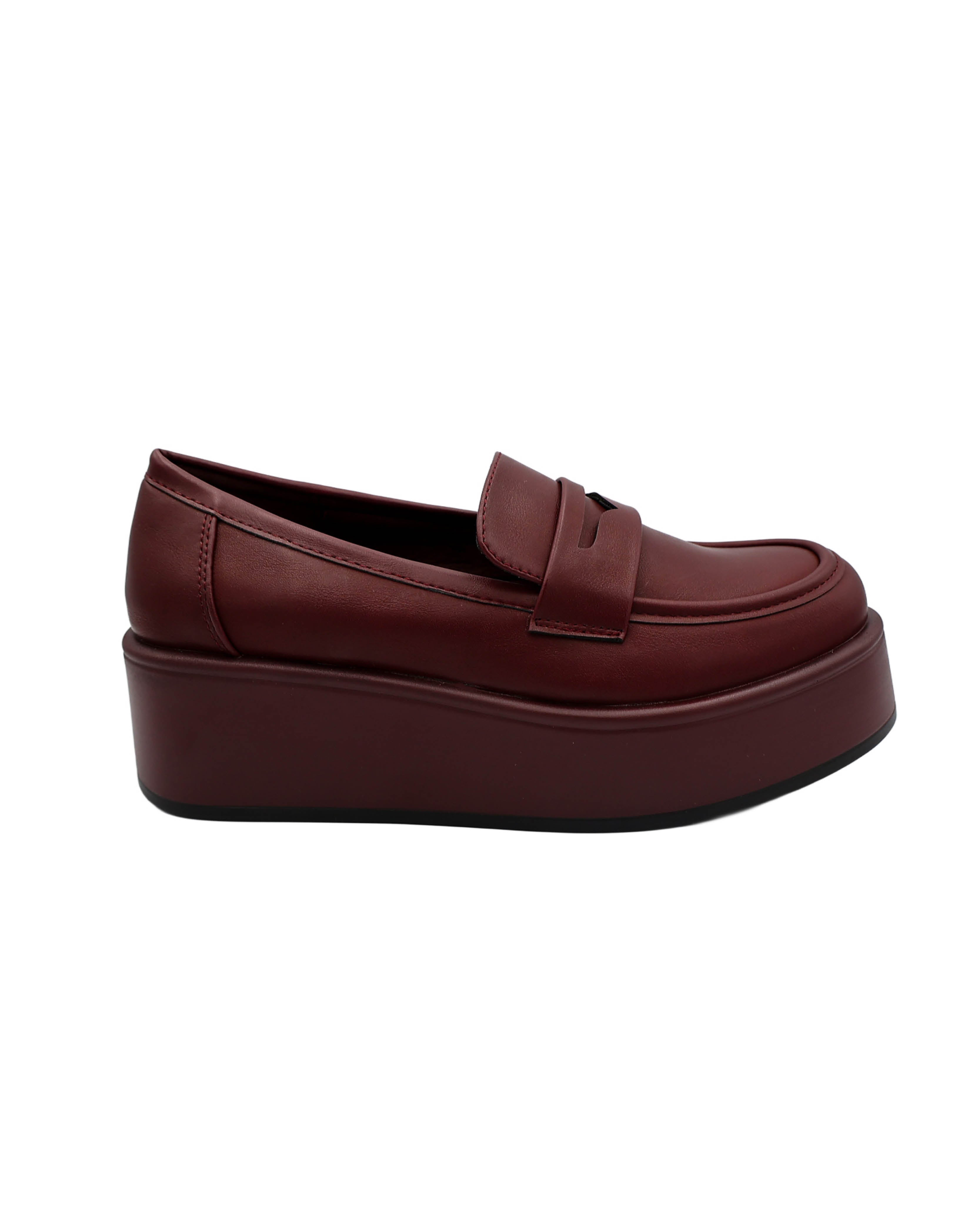 Burgundy Penny Moccasins Platform Boyfriend