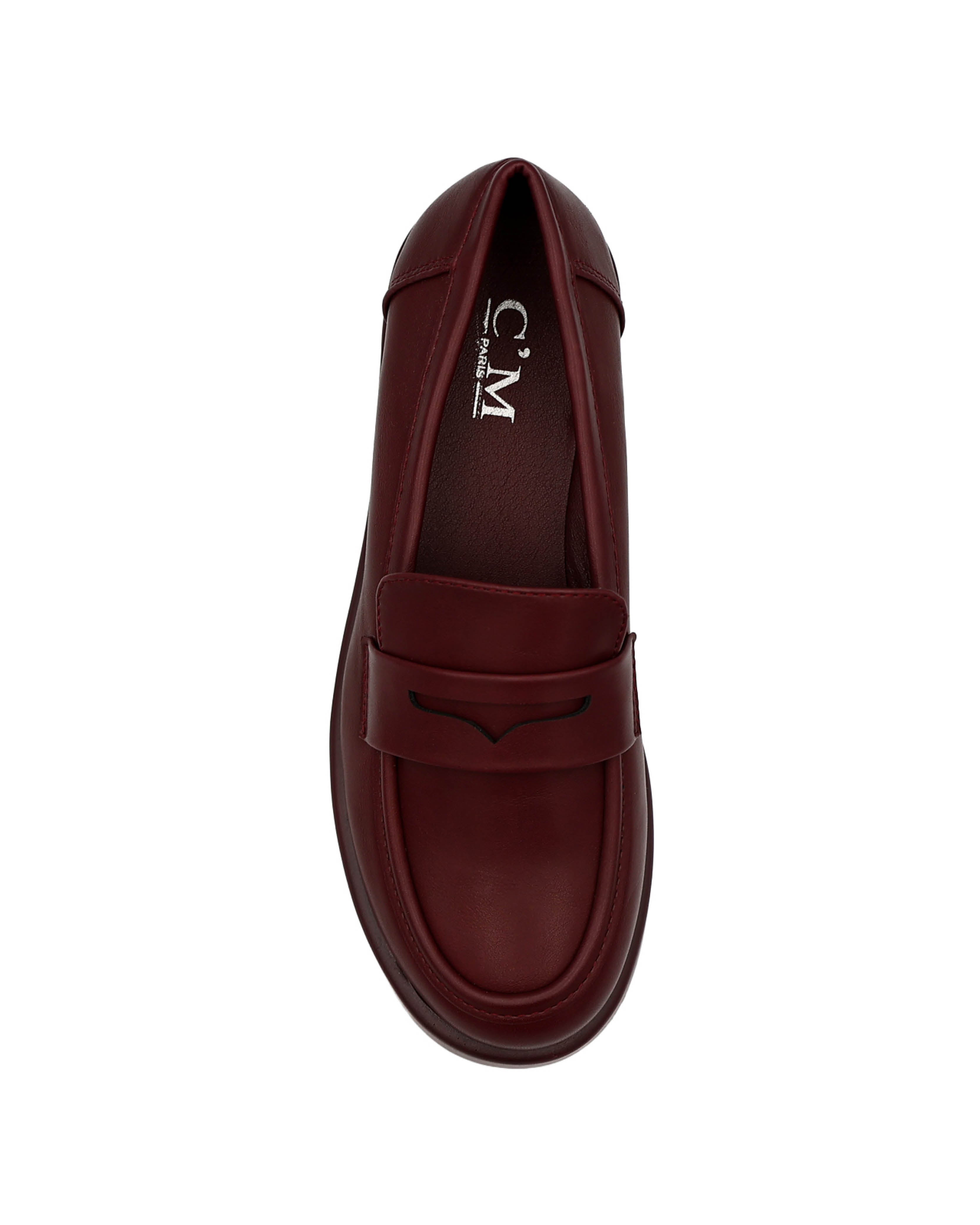 Burgundy Penny Moccasins Platform Boyfriend