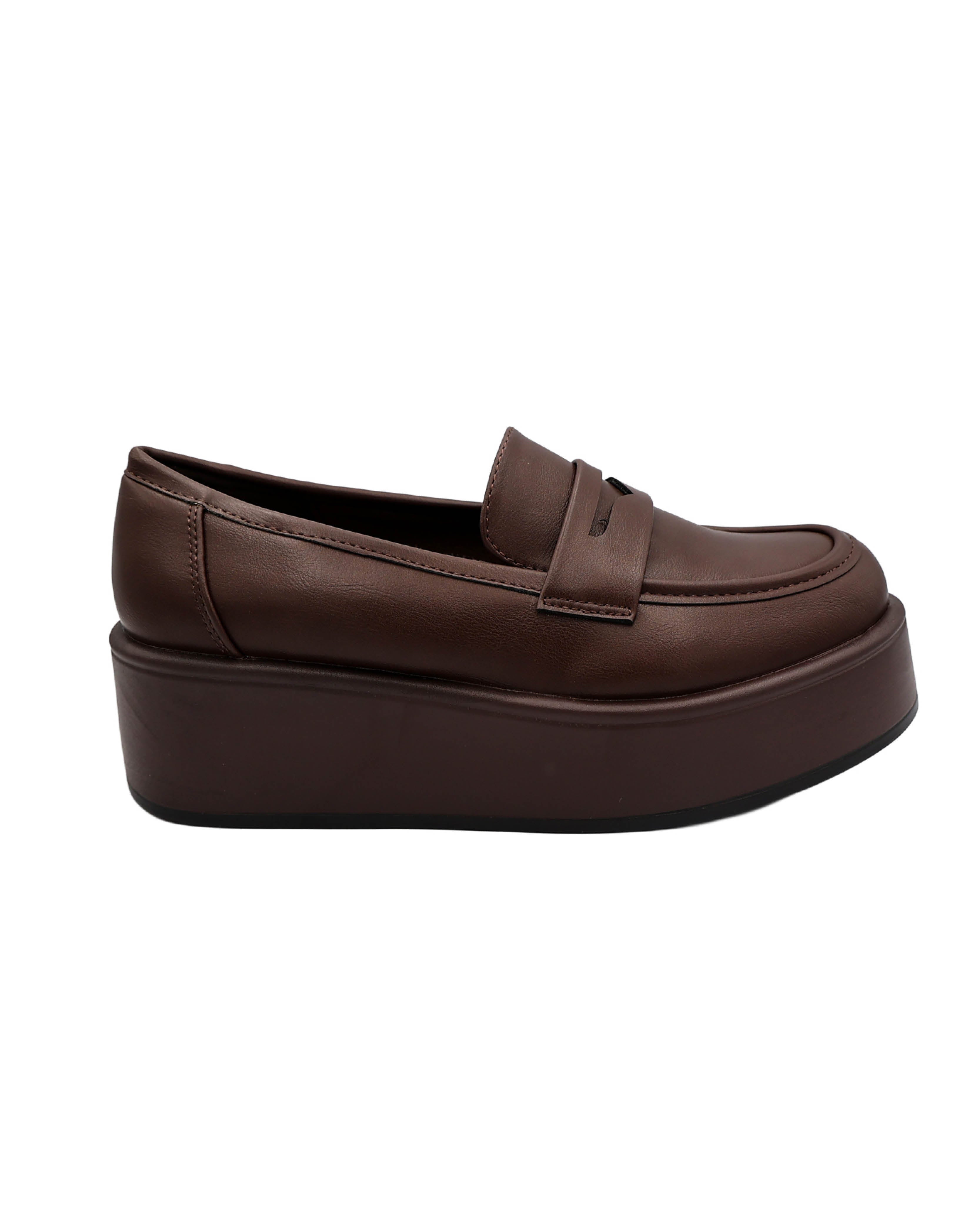 Brown Penny Moccasins Platform Boyfriend