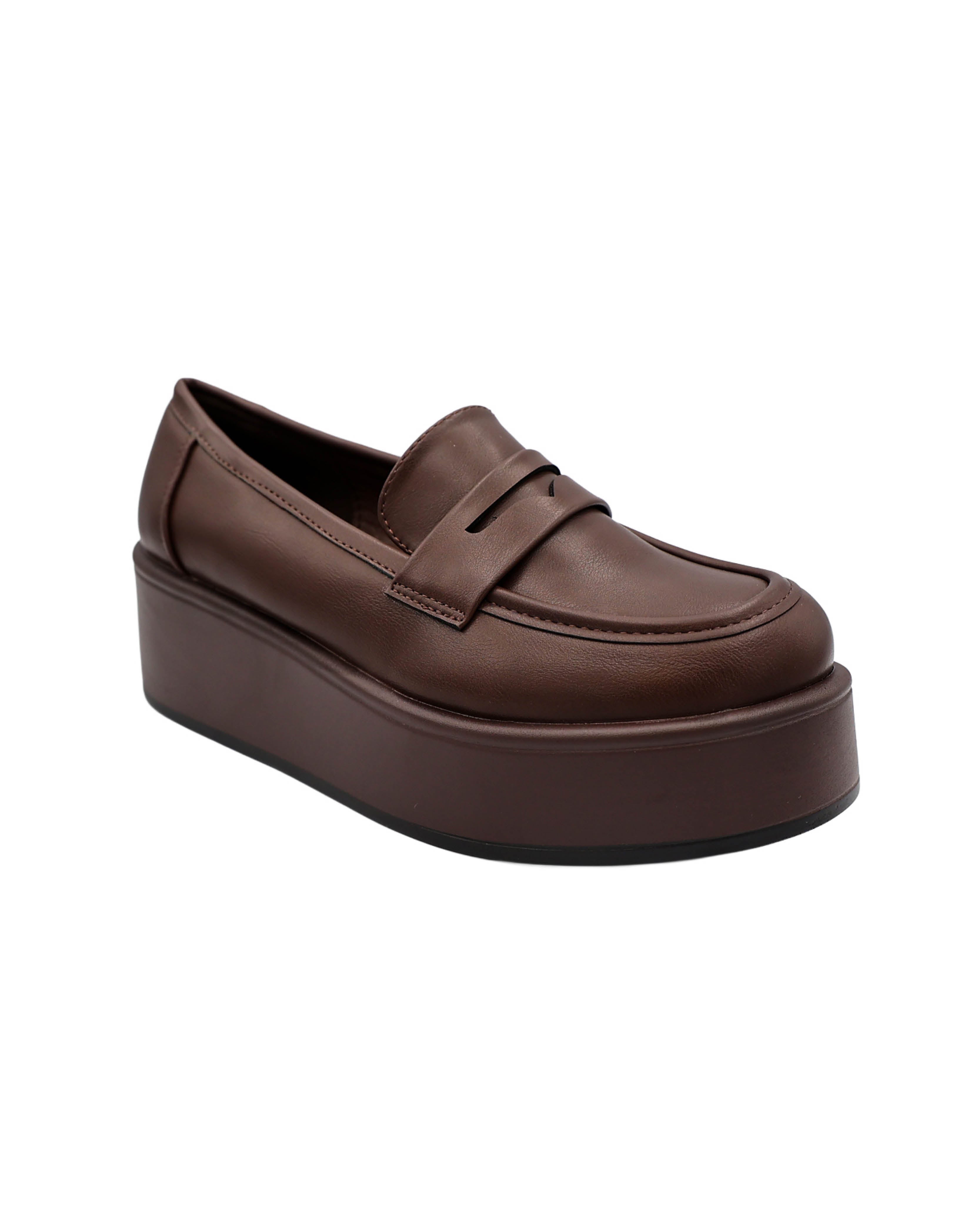 Brown Penny Moccasins Platform Boyfriend