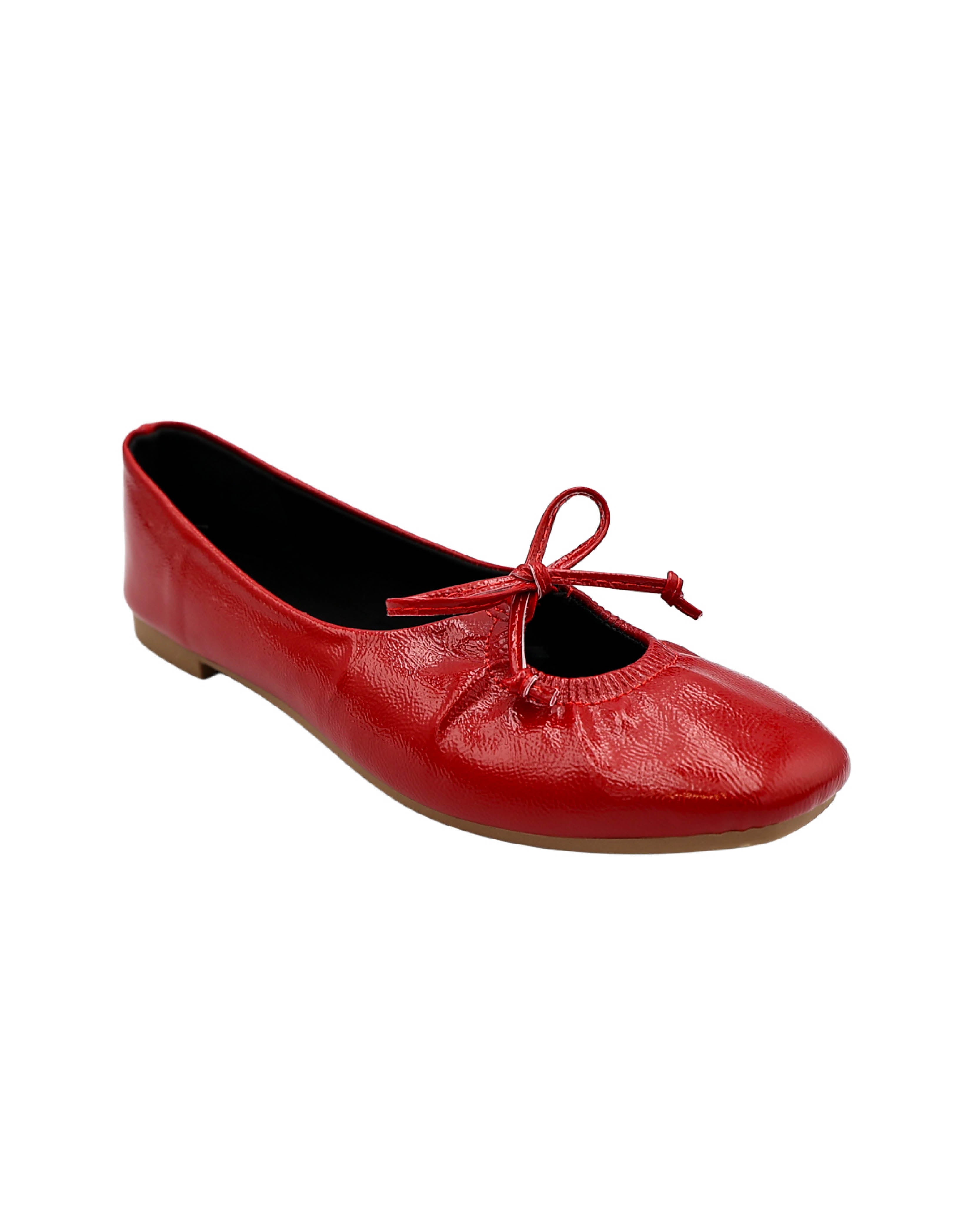 Red Ruched Bow Pump