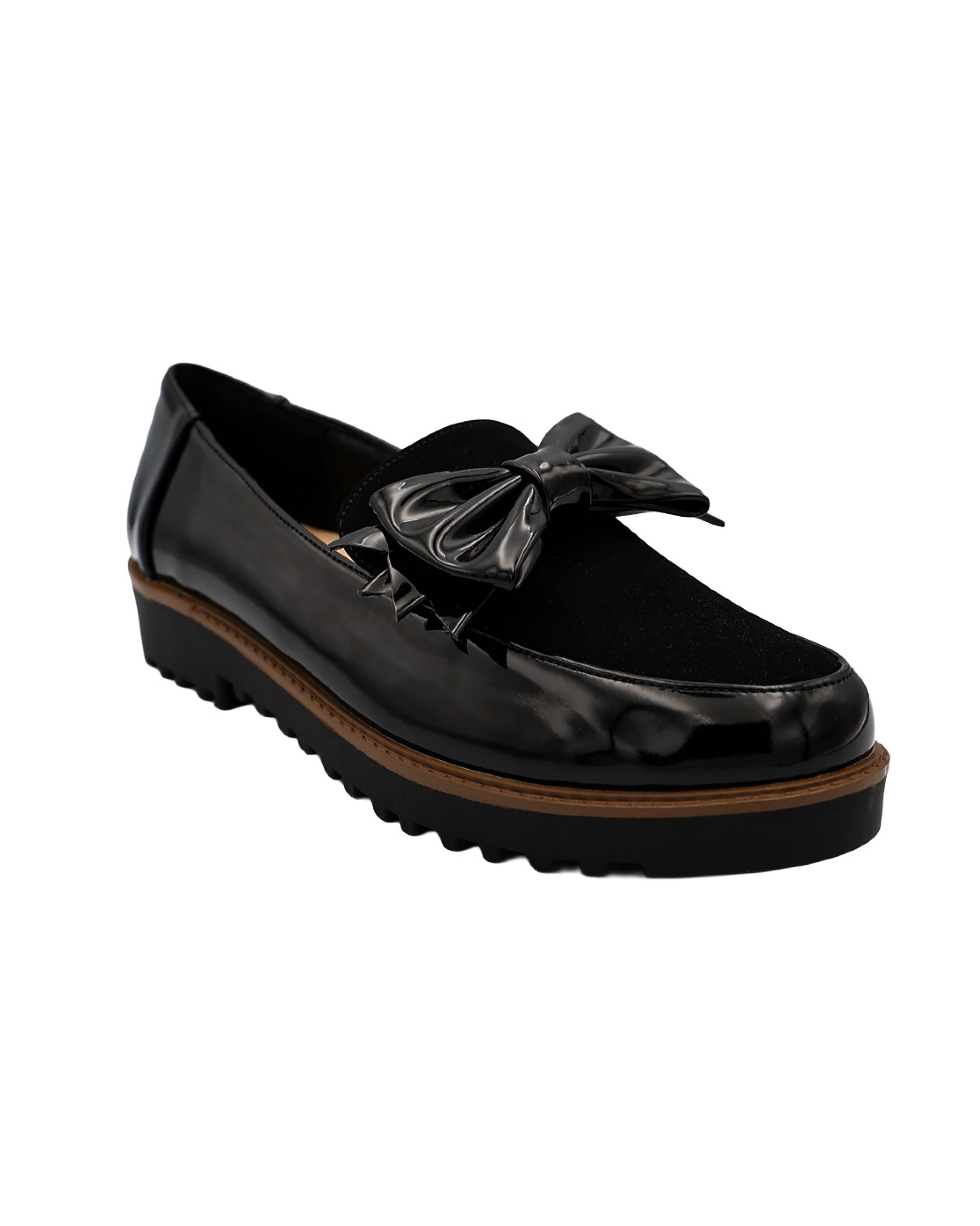 Black Oversized Bow Boyfriend Shoes