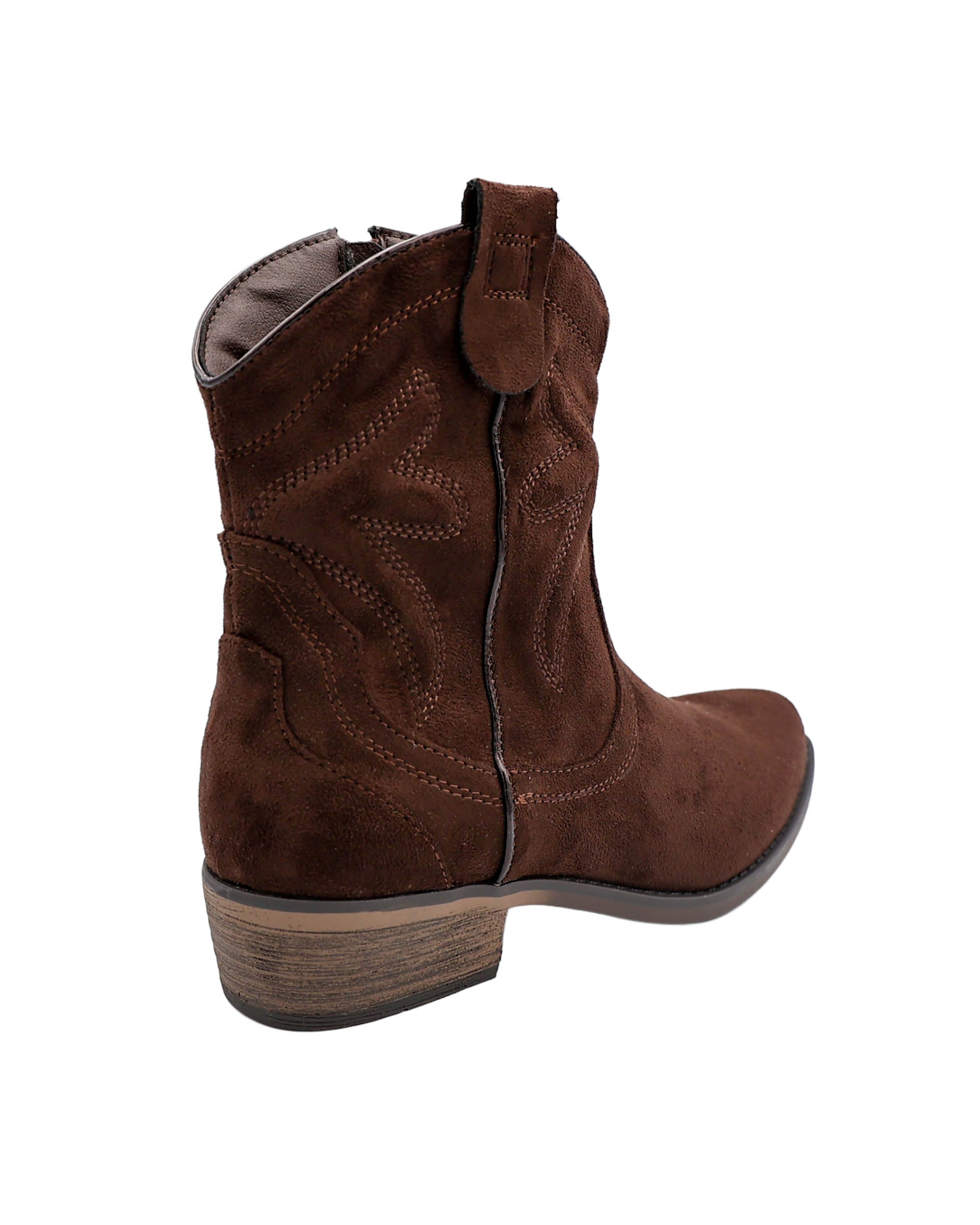 Chocolate Suede Look Cowboy Boots