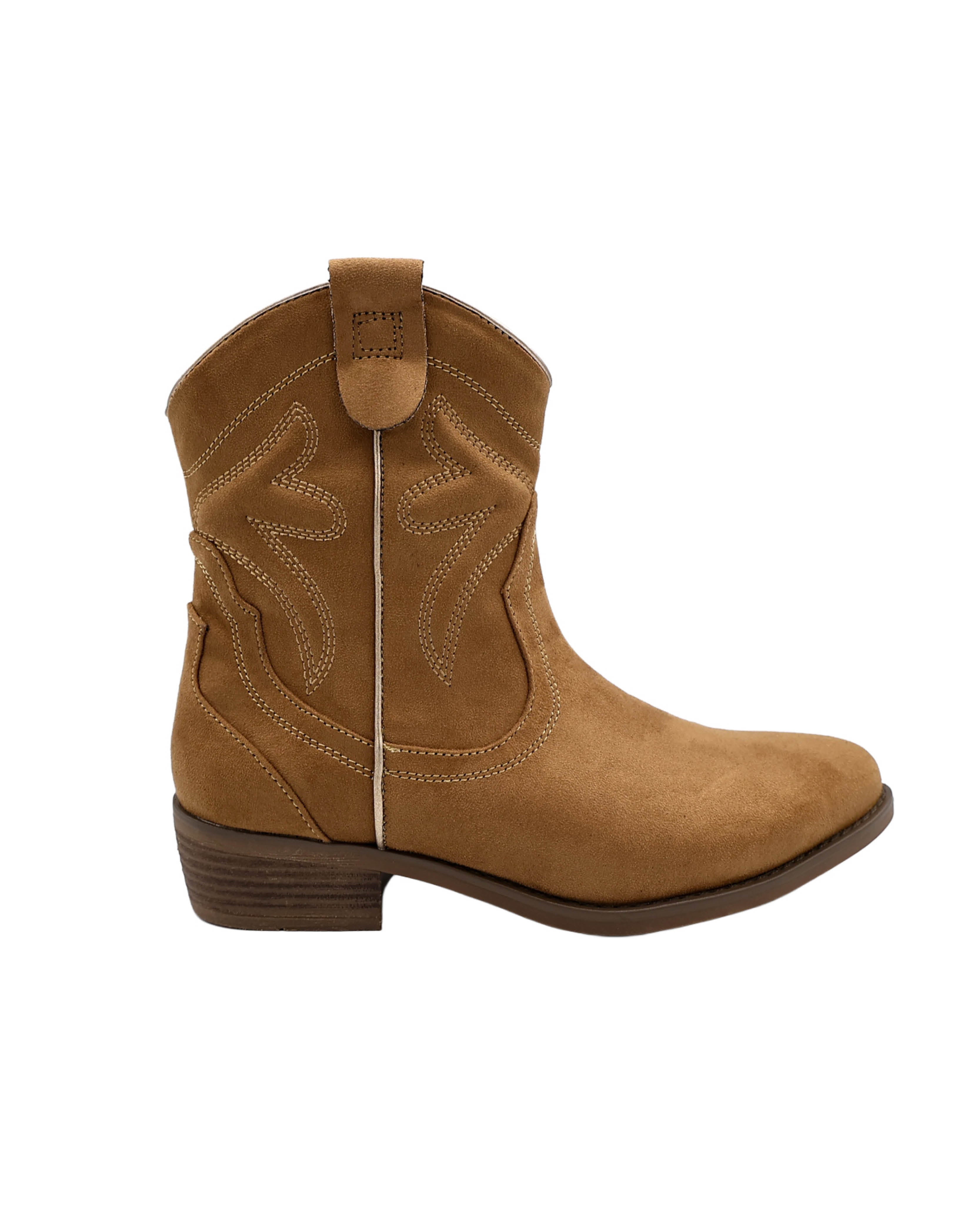 Beige Suede Look Cowboy Boots