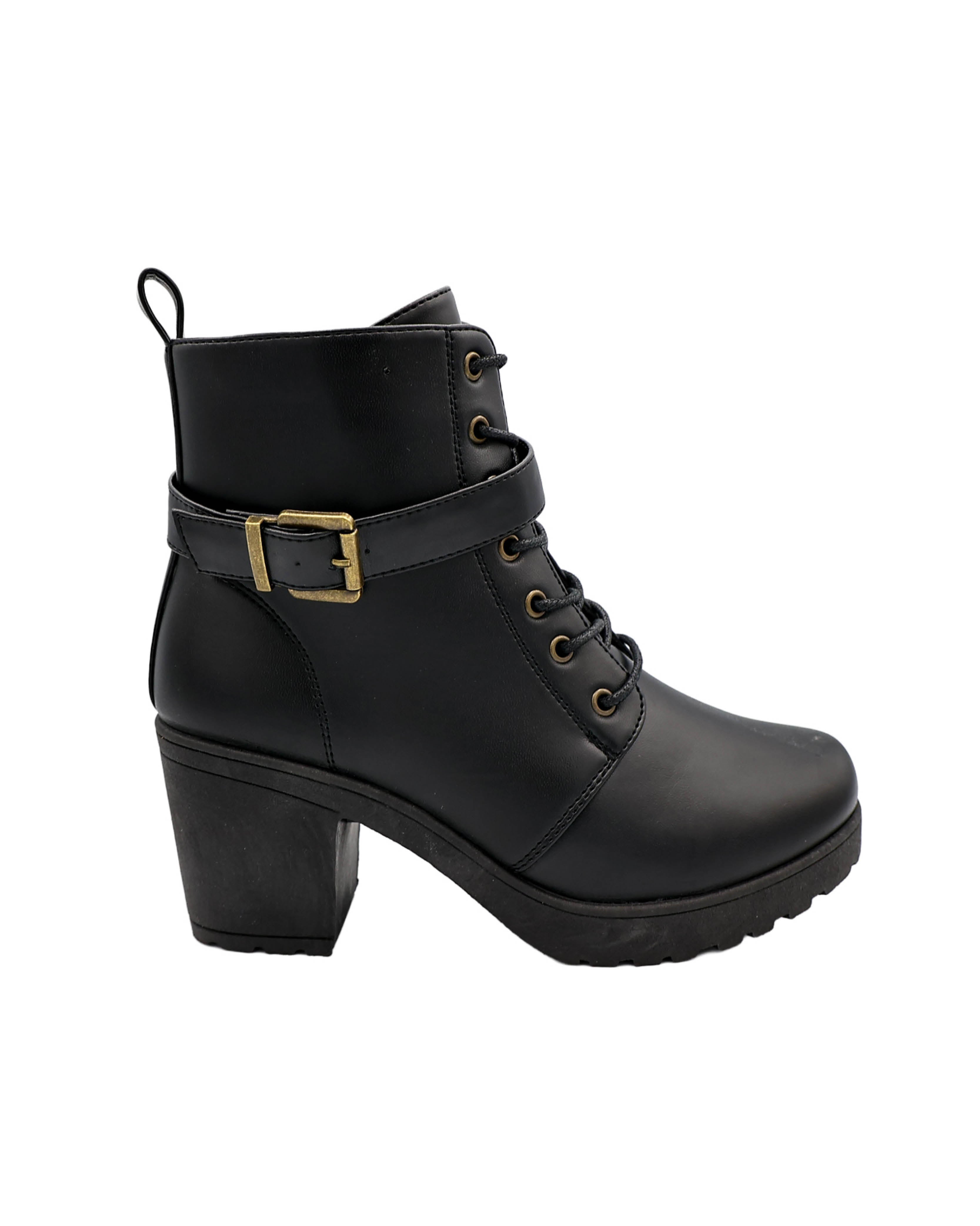 Buckle Detail Chunky Cleated Ankle Boot