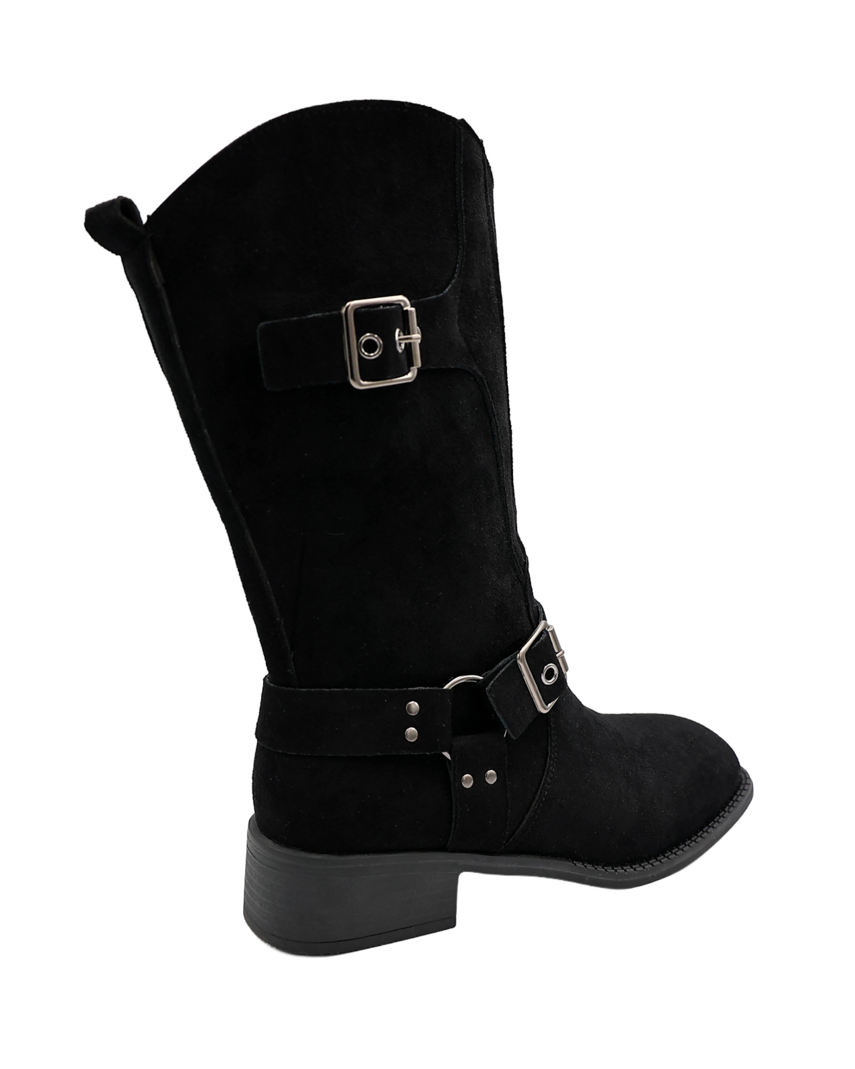 Suede Look Mid Calf Biker Boot