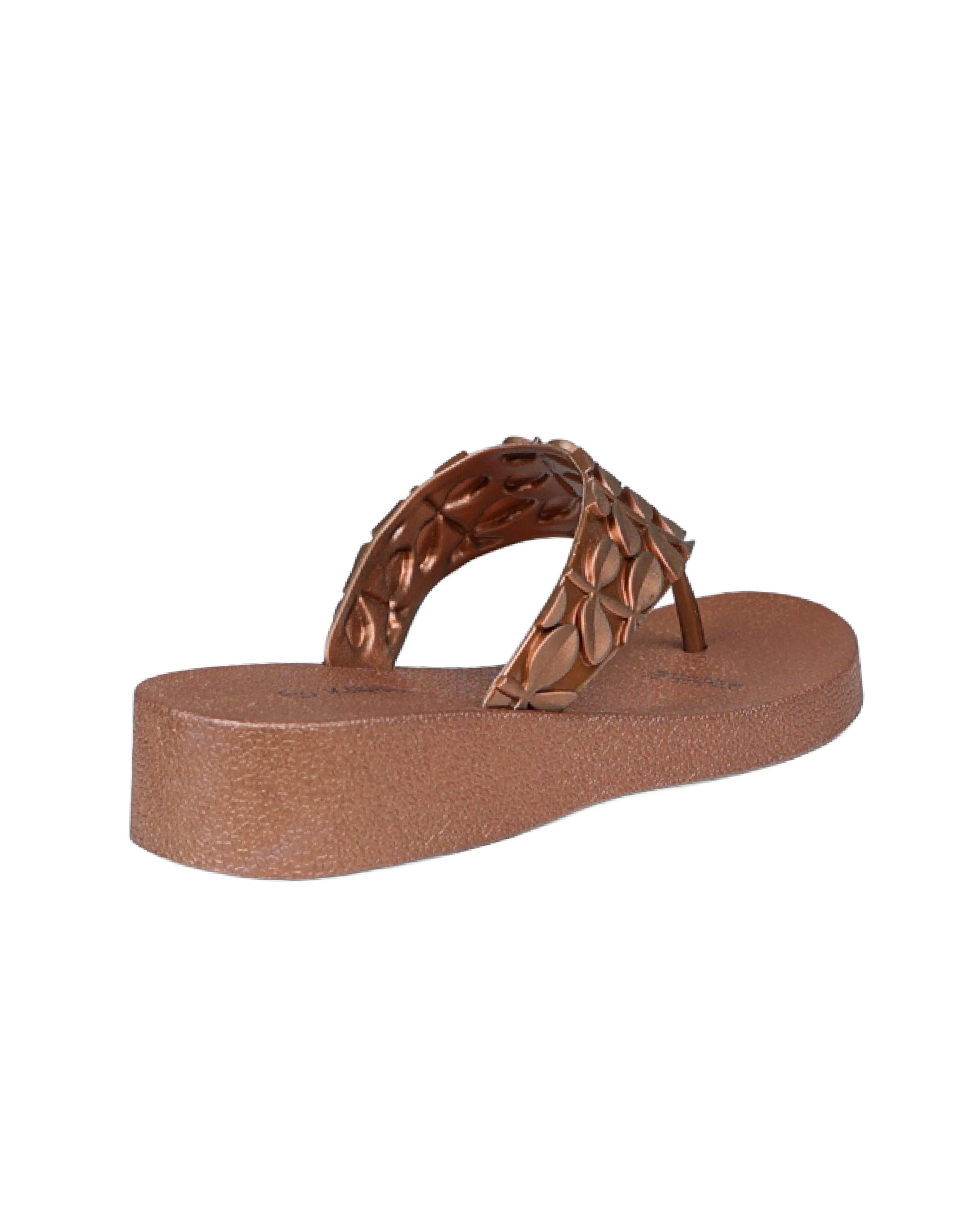 Leaf Embossed Jelly Wedge Sandals
