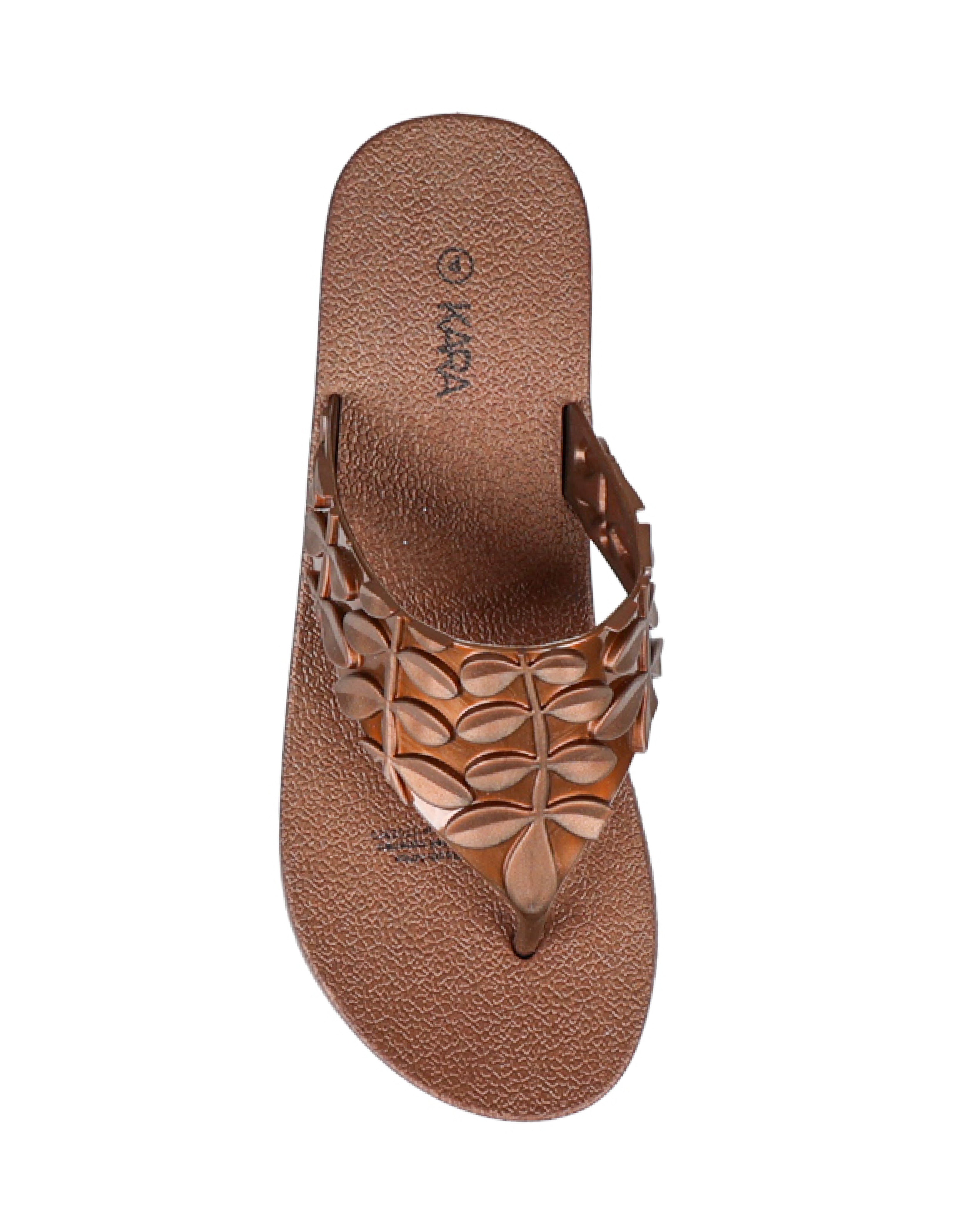 Leaf Embossed Jelly Wedge Sandals