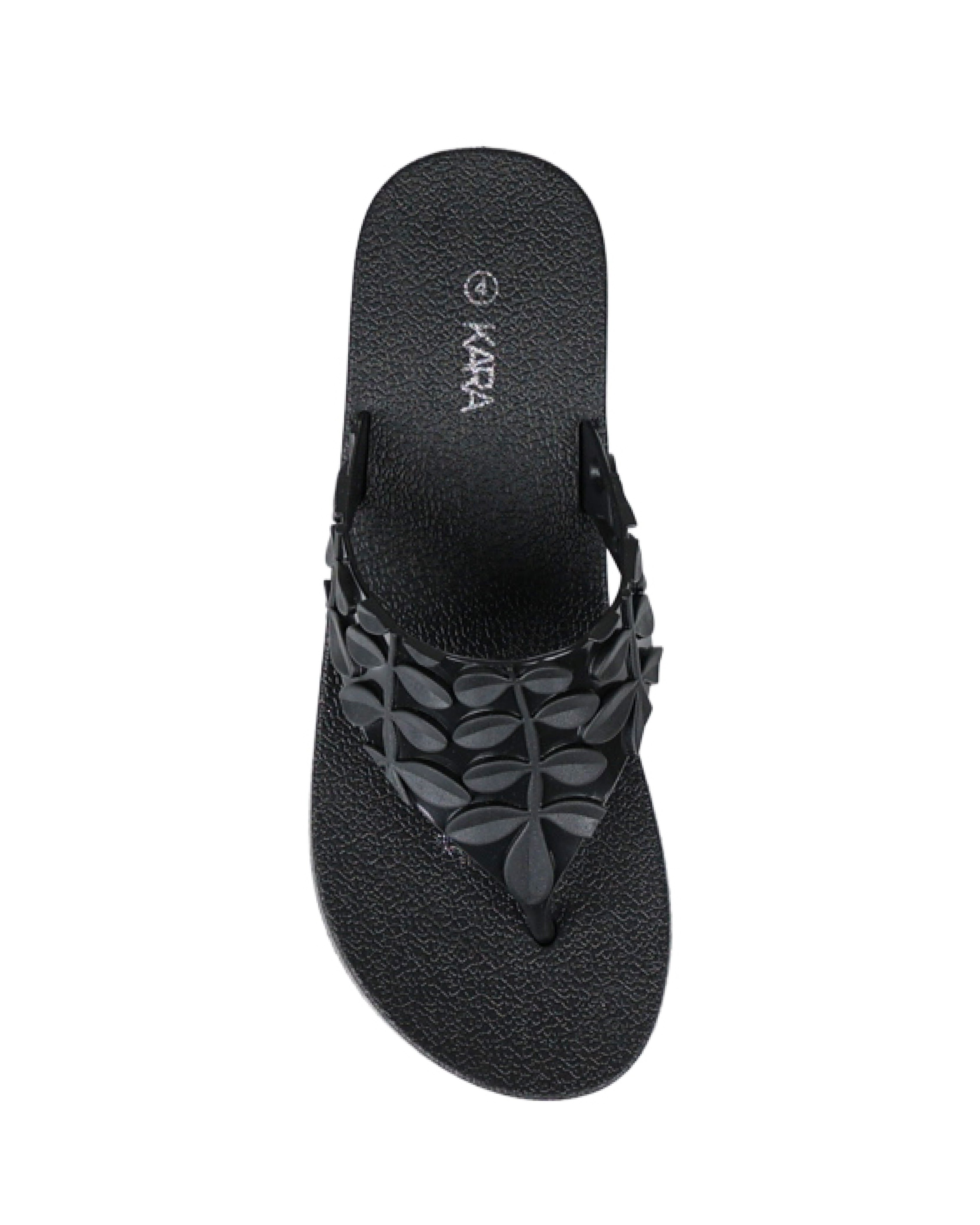 Leaf Embossed Wedge Sandals