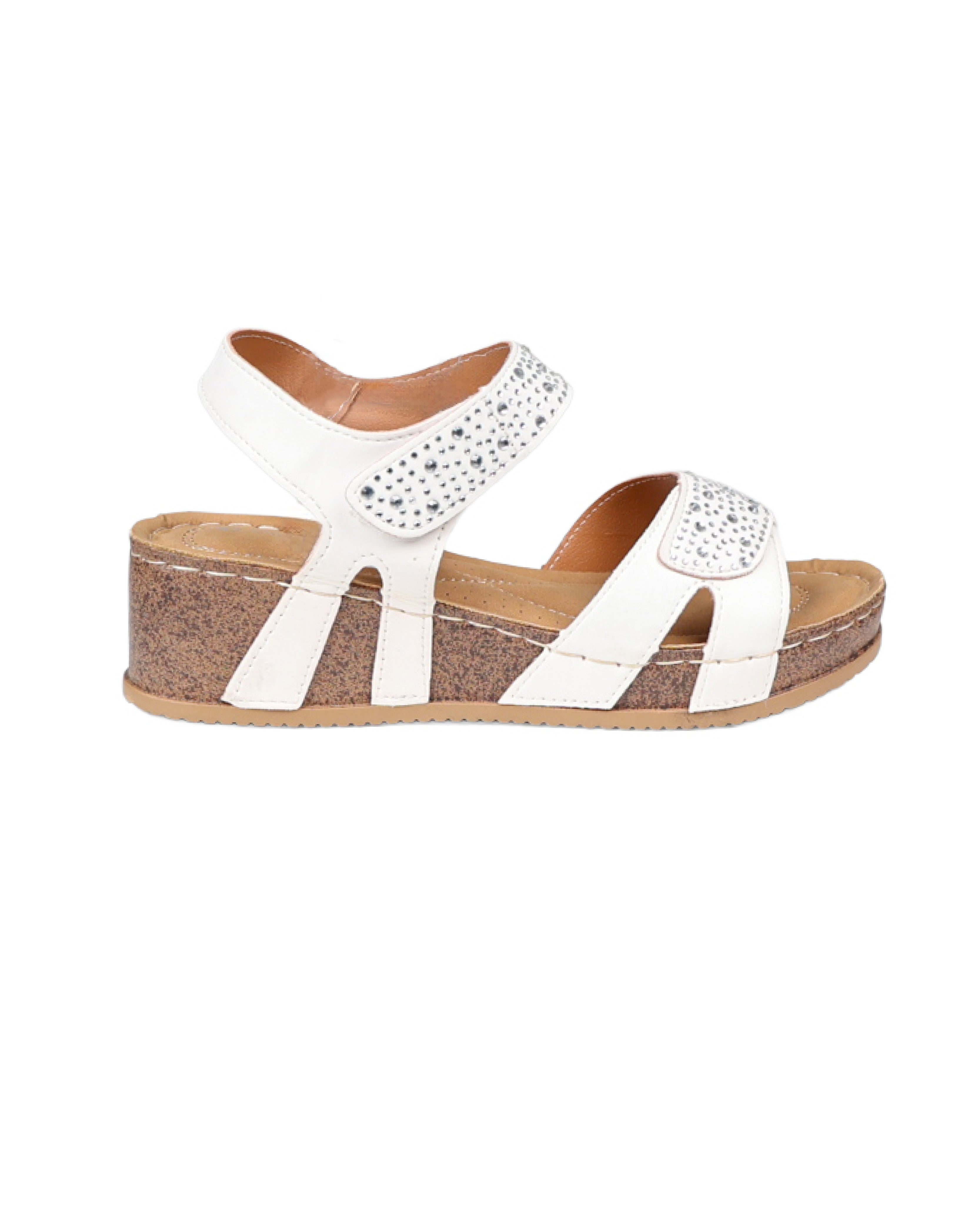 White Diamante Embellished Wedge Sandal