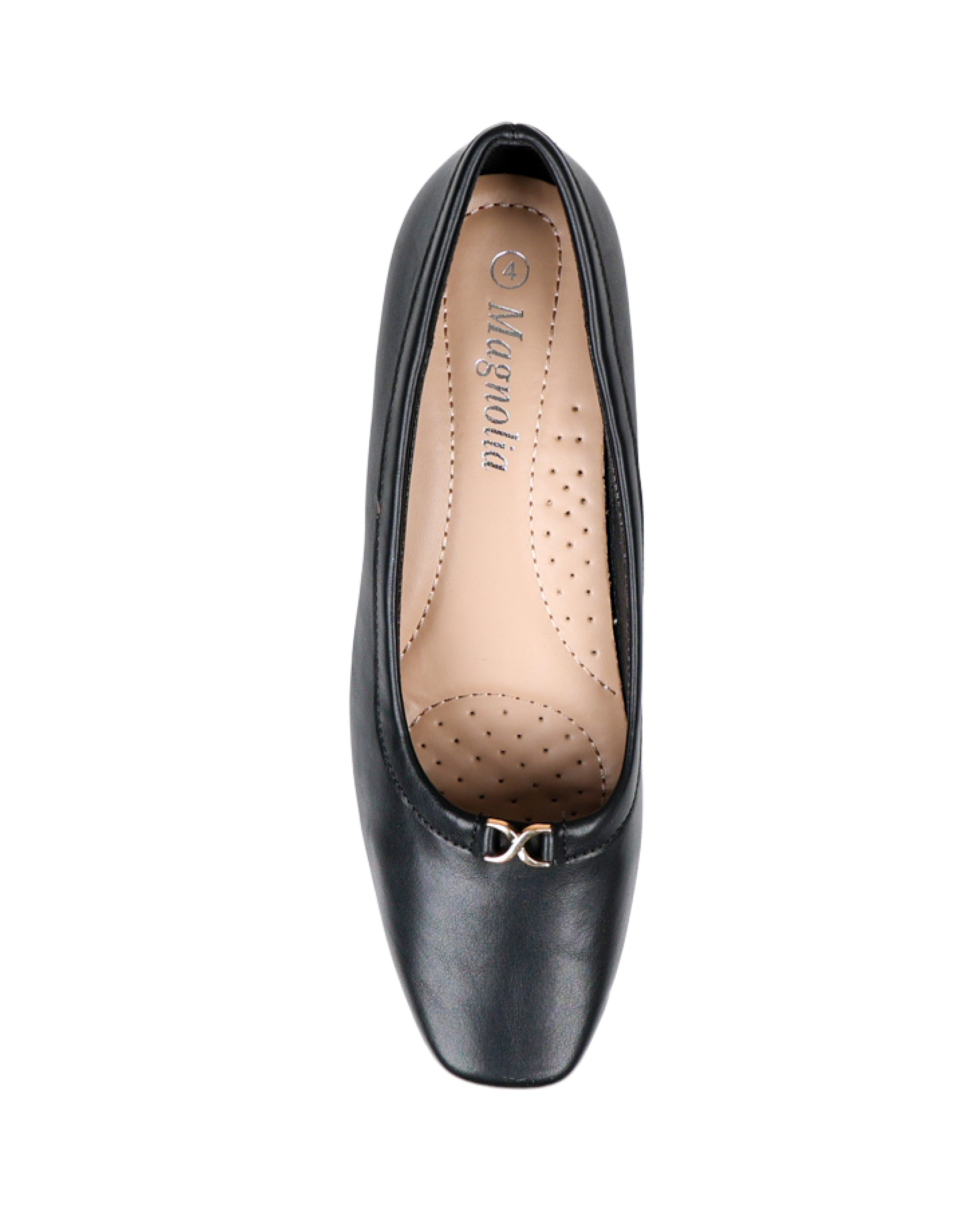 Black Embellished Block Heel Court Shoes