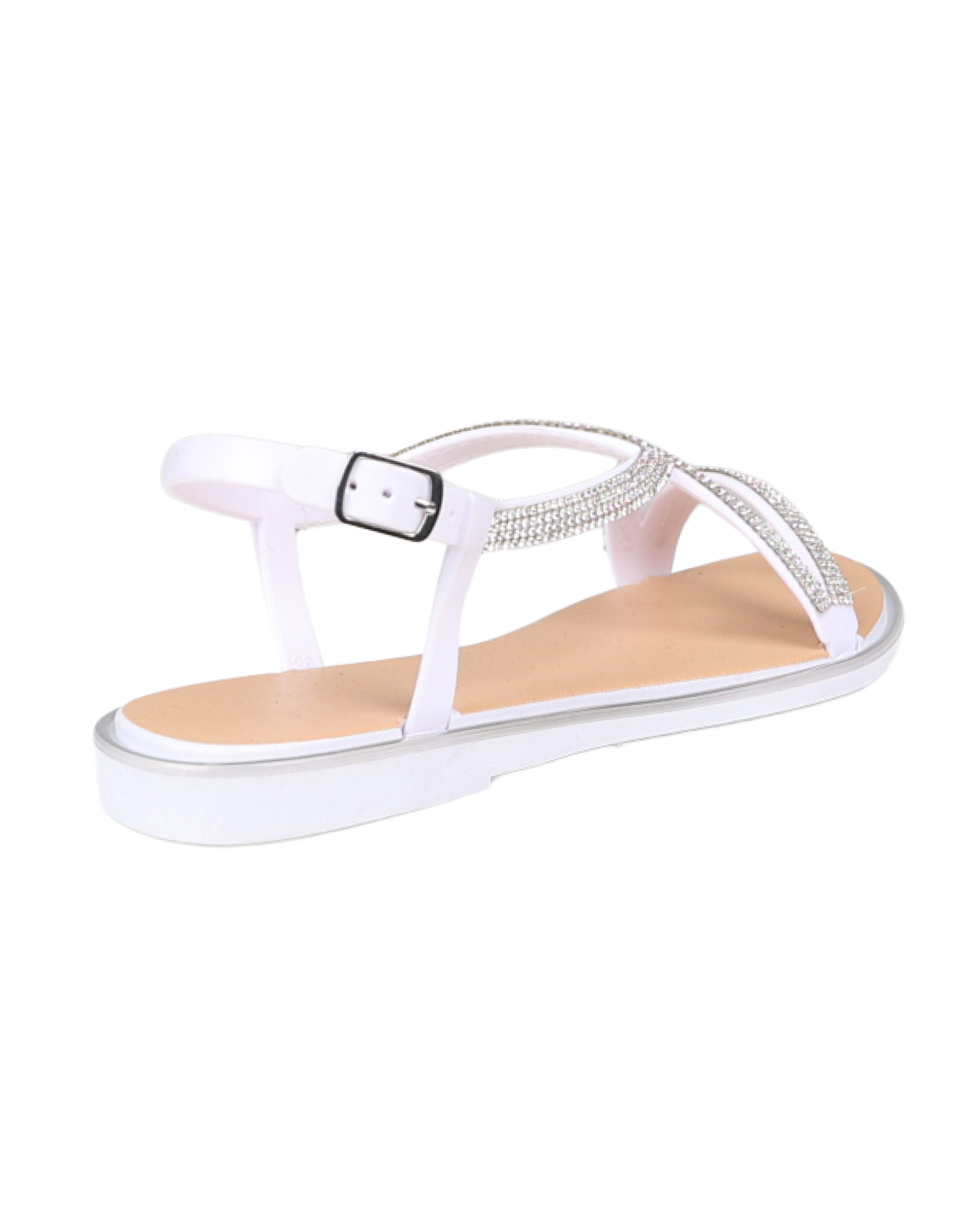 White Embellished Crossover Resort Sandal