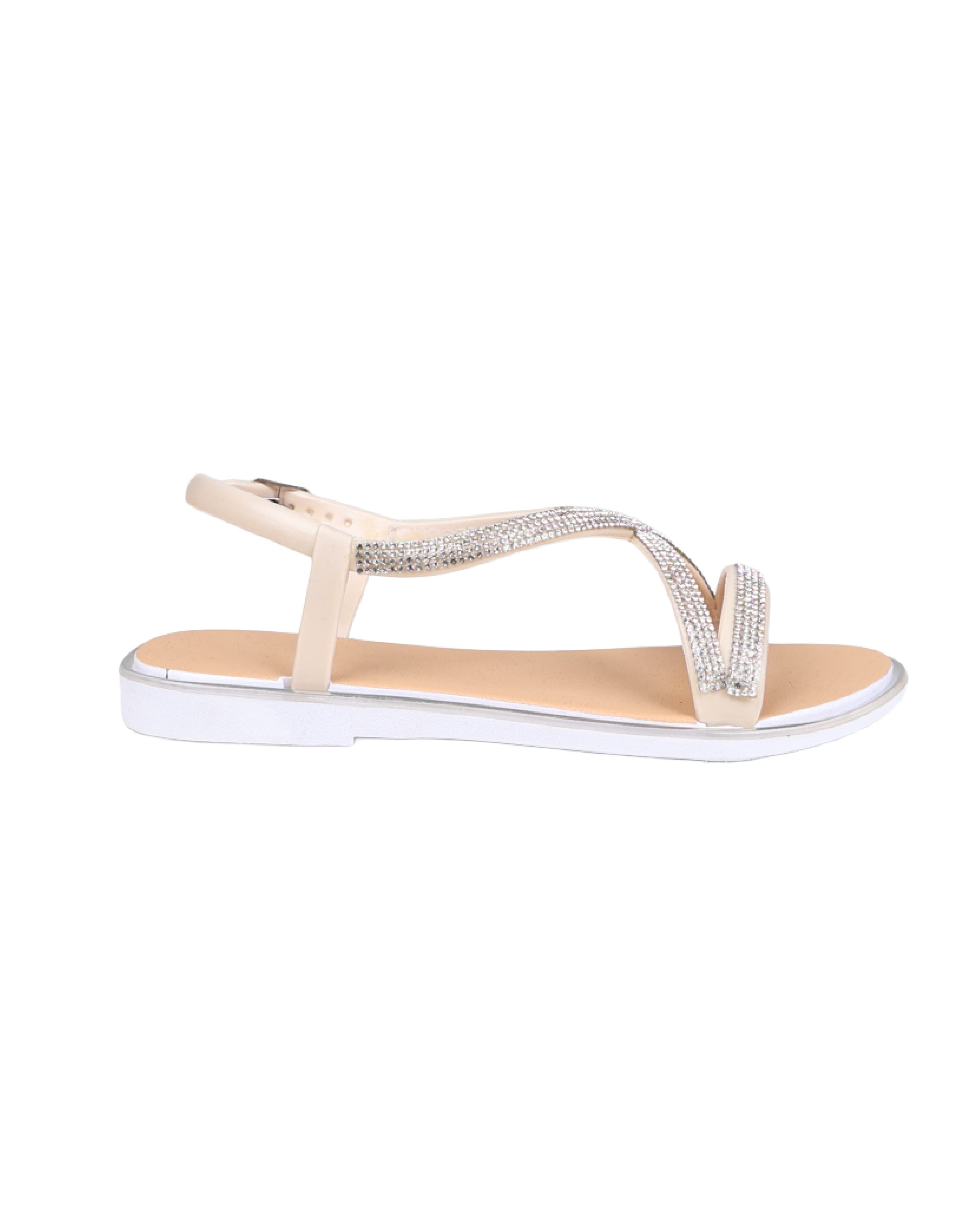 Beige Embellished Crossover Resort Sandal
