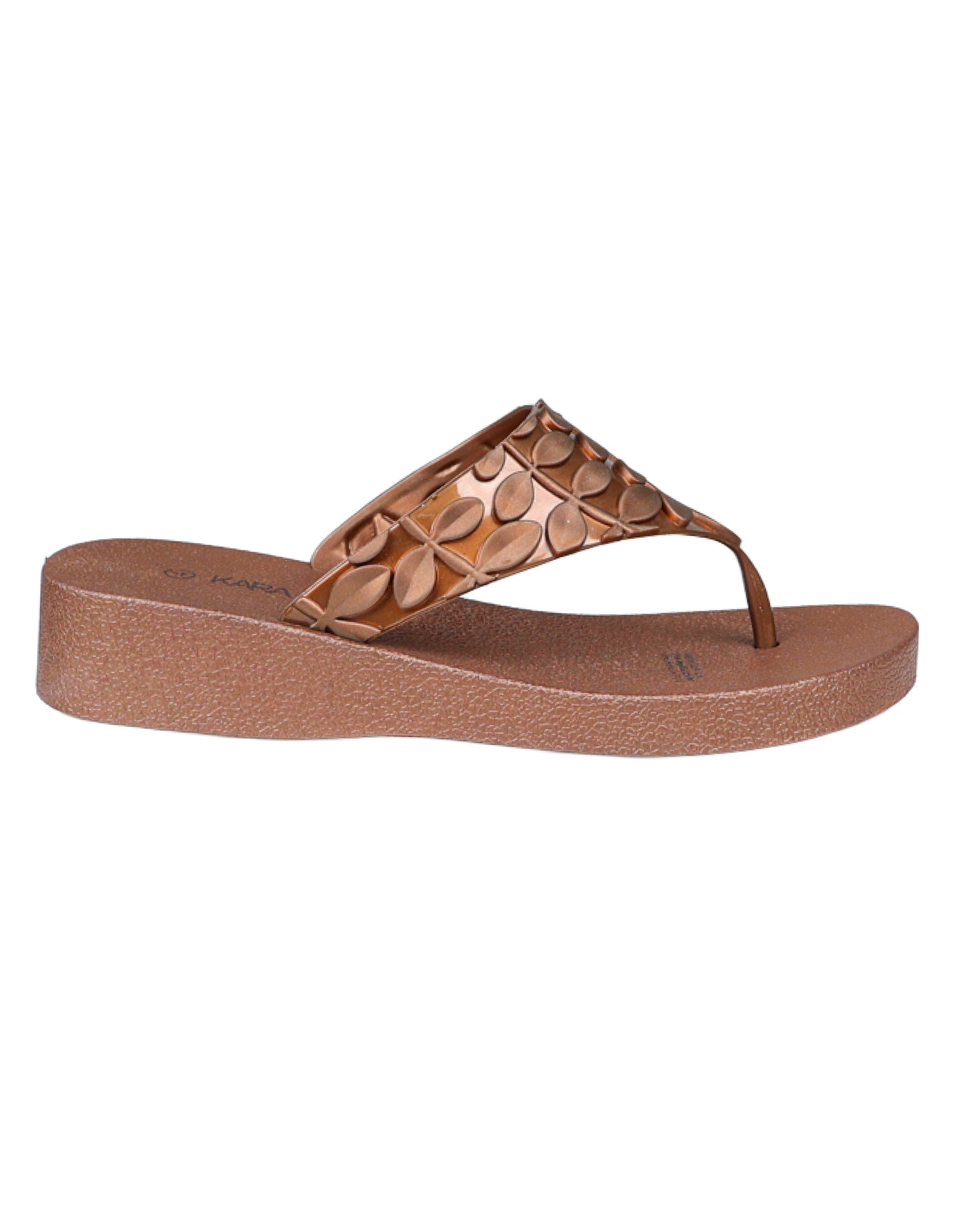 Leaf Embossed Jelly Wedge Sandal
