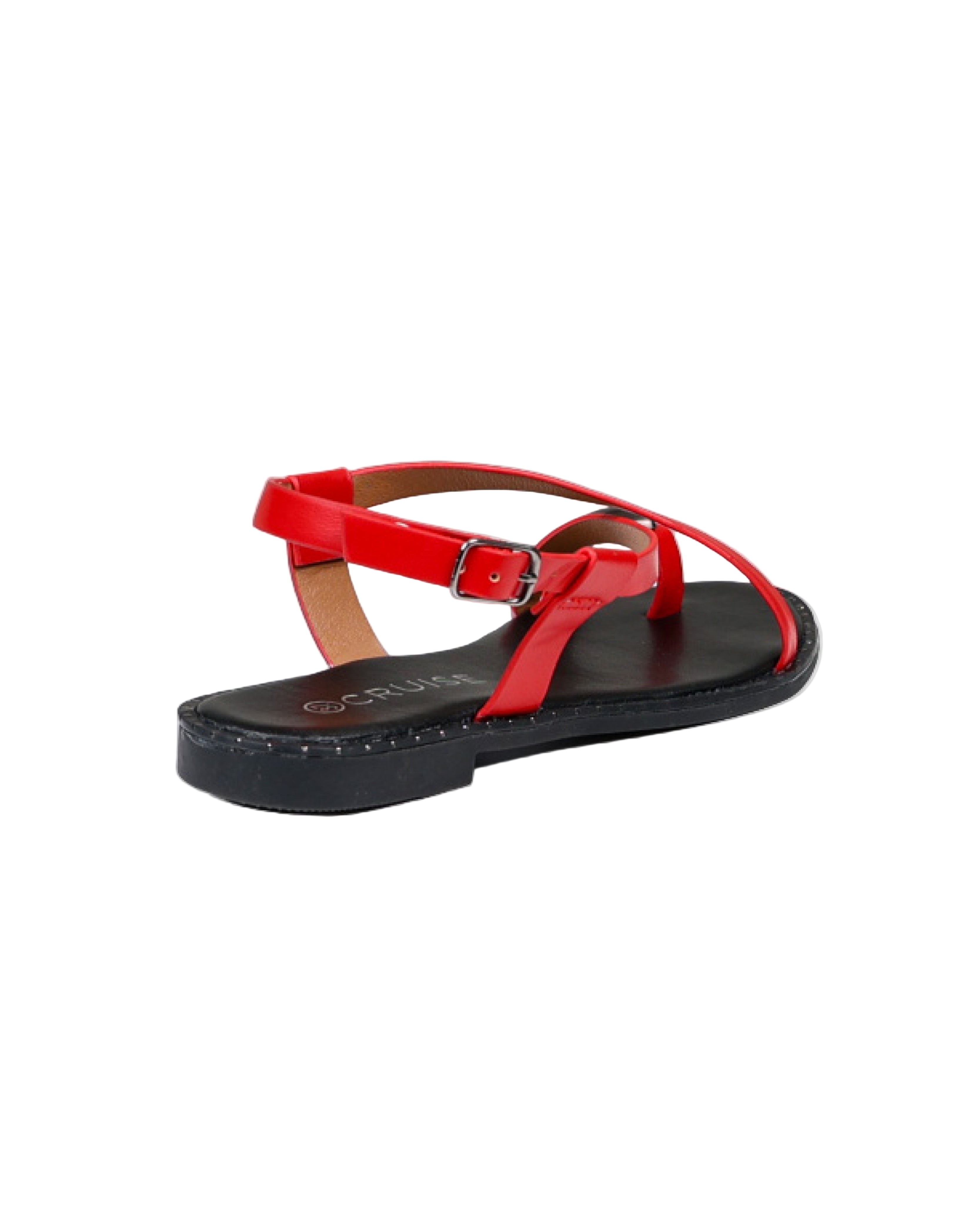 Red Ankle Strap Stud Detail Toepost Sandal