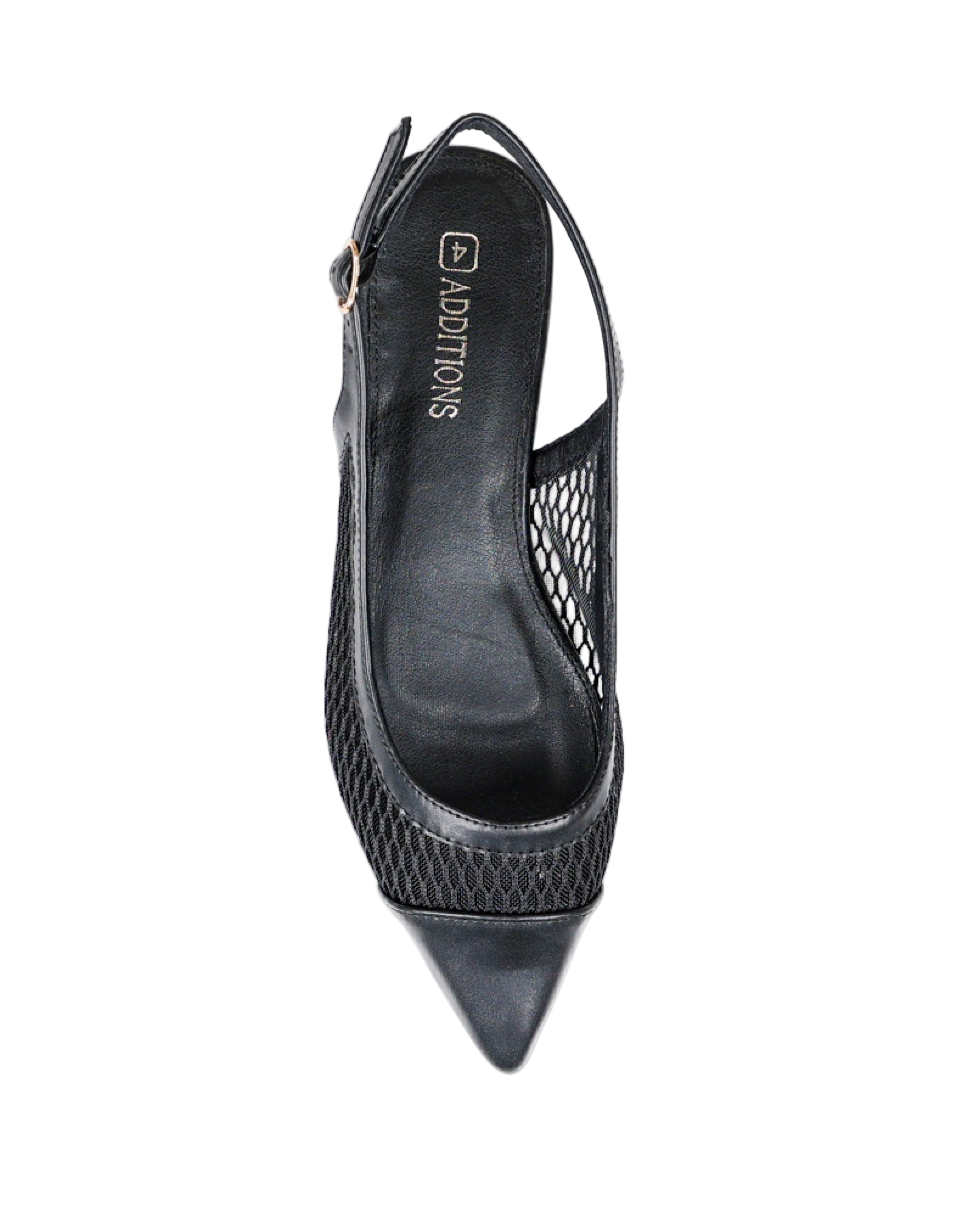 Black Net Toecap Detail Flat Slingback